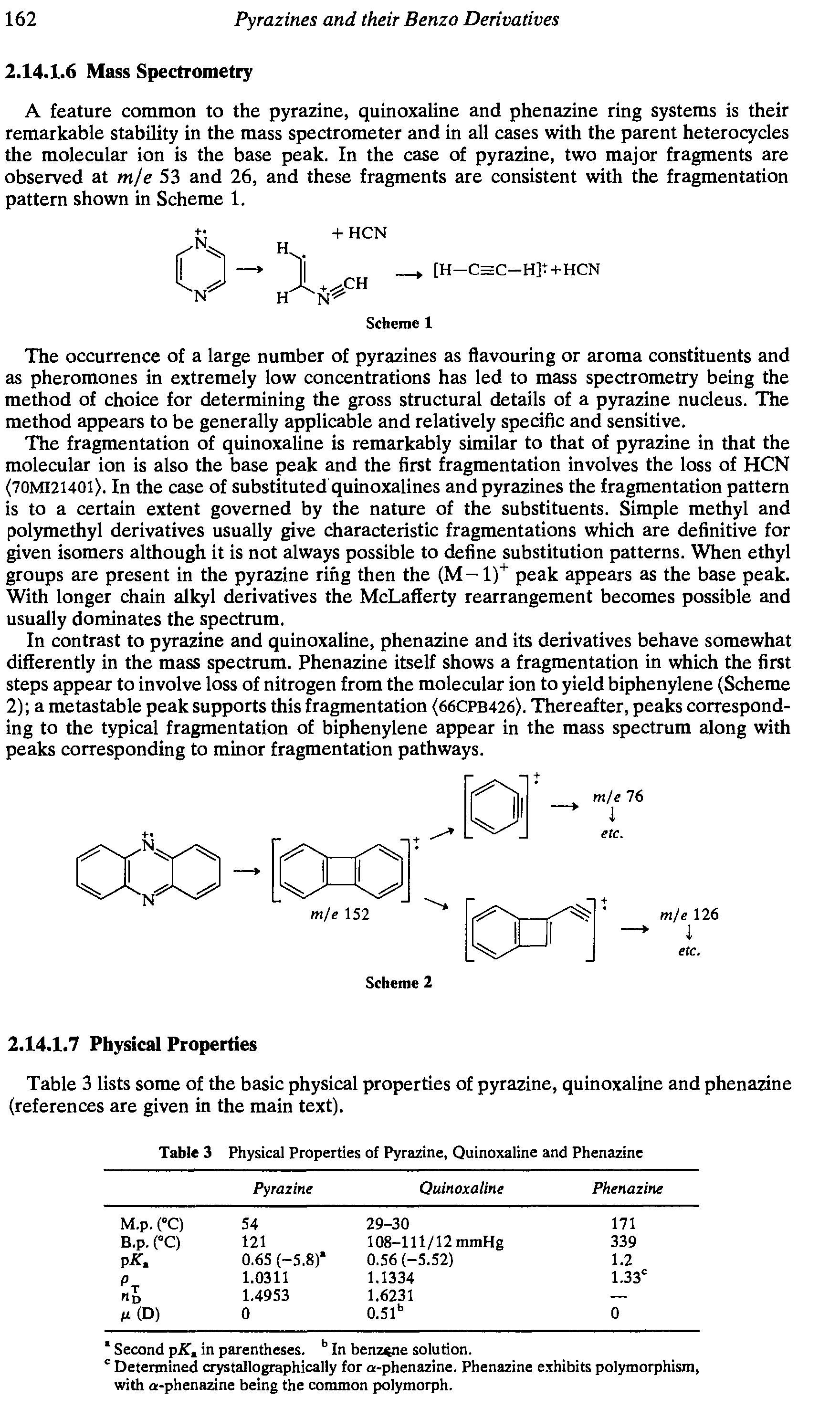 Table 3 Physical Properties of Pyrazine, Quinoxaline and Phenazine...