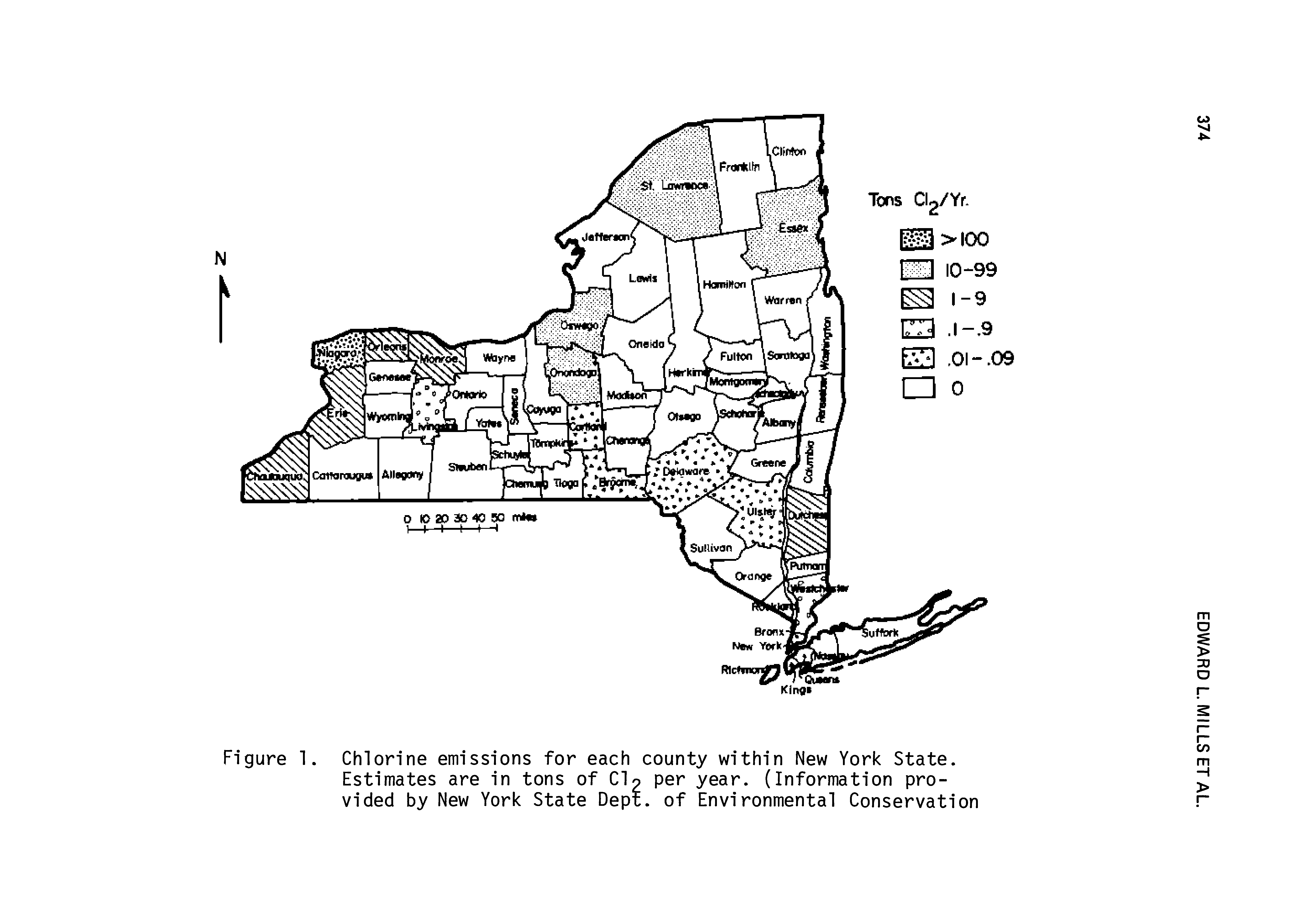 Figure 1. Chlorine emissions for each county within New York State.