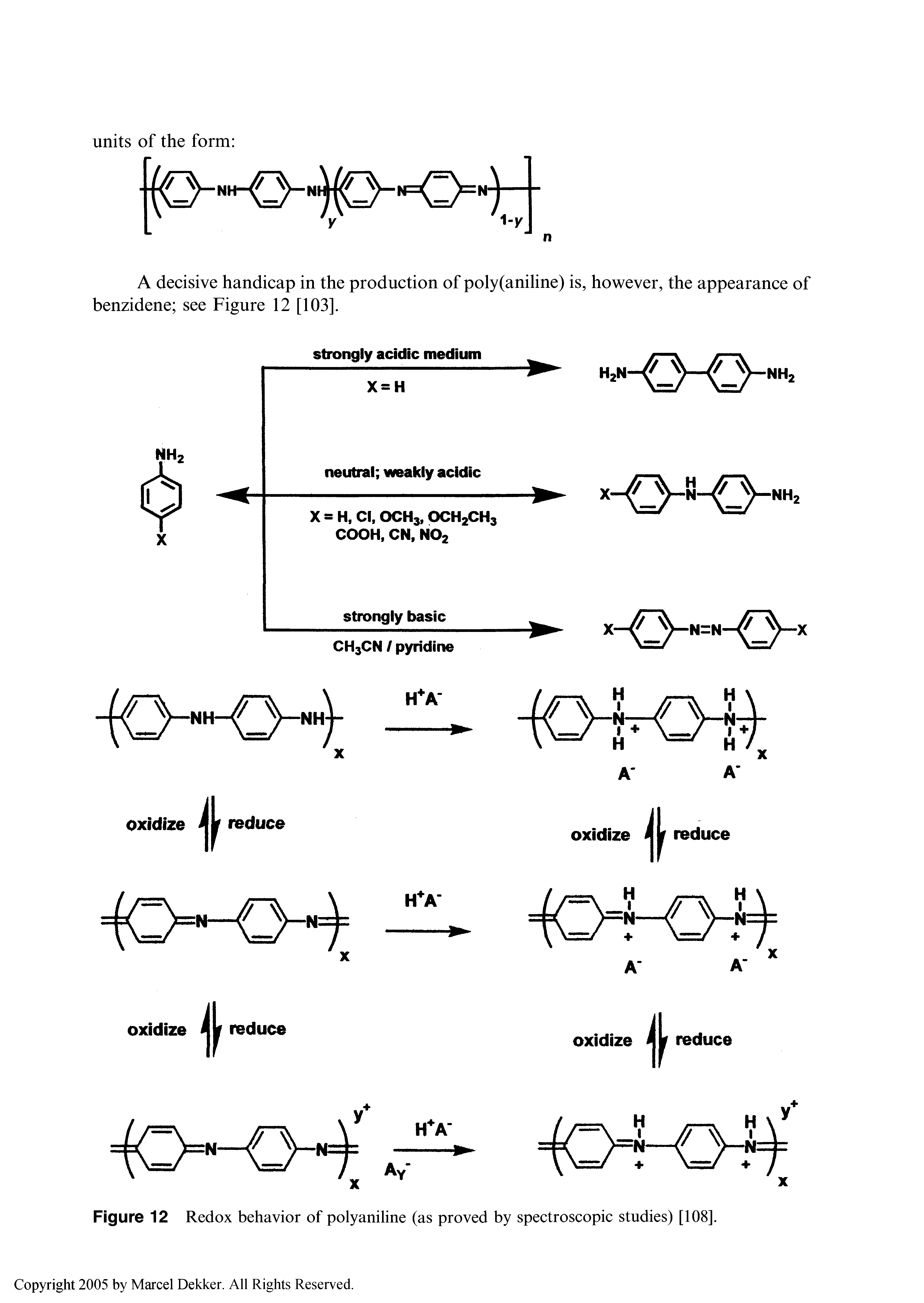 Figure 12 Redox behavior of polyaniline (as proved by spectroscopic studies) [108].