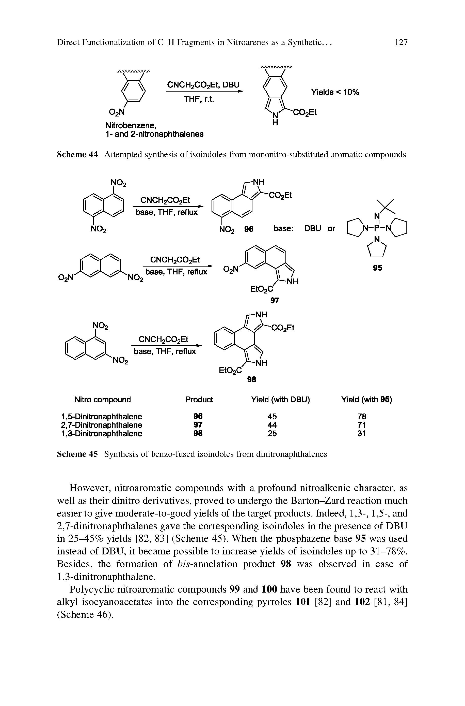 Scheme 44 Attempted synthesis of isoindoles from mononitro-substituted aromatic compounds...
