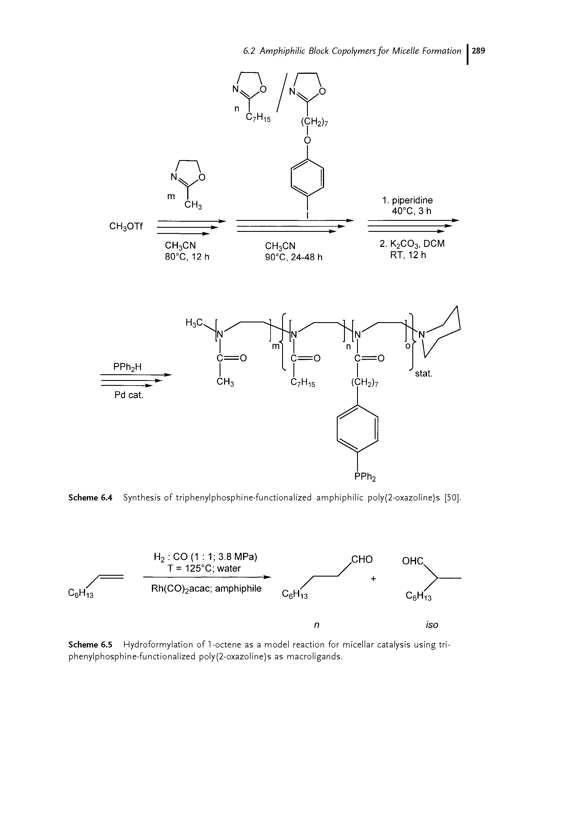 Scheme 6.5 Hydroformylation of 1 -octene as a model reaction for micellar catalysis using tri-phenylphosphine-functionalized poly(2-oxazoline)s as macroligands.