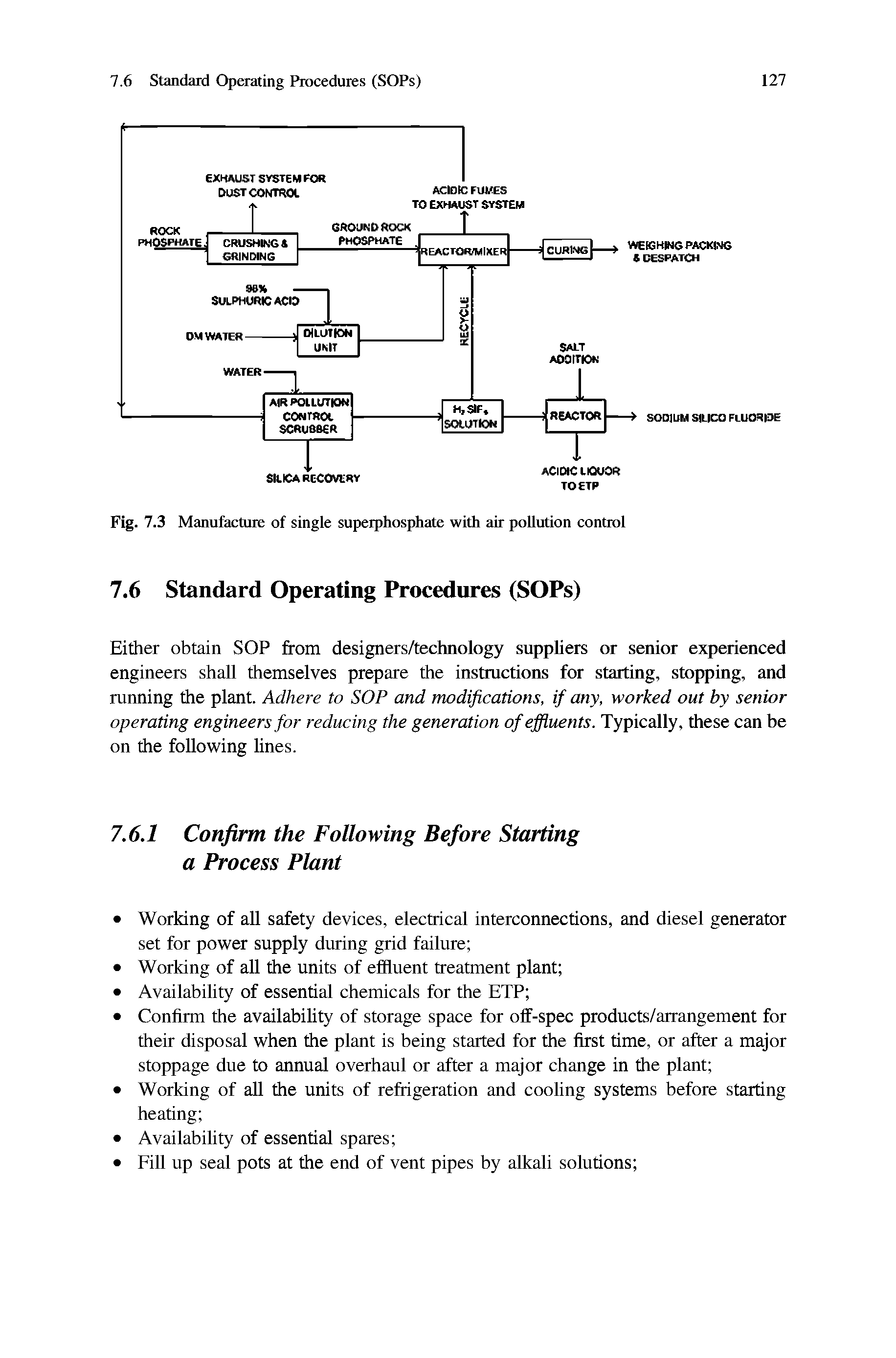 Fig. 7.3 Manufacture of single superphosphate with air pollution control...