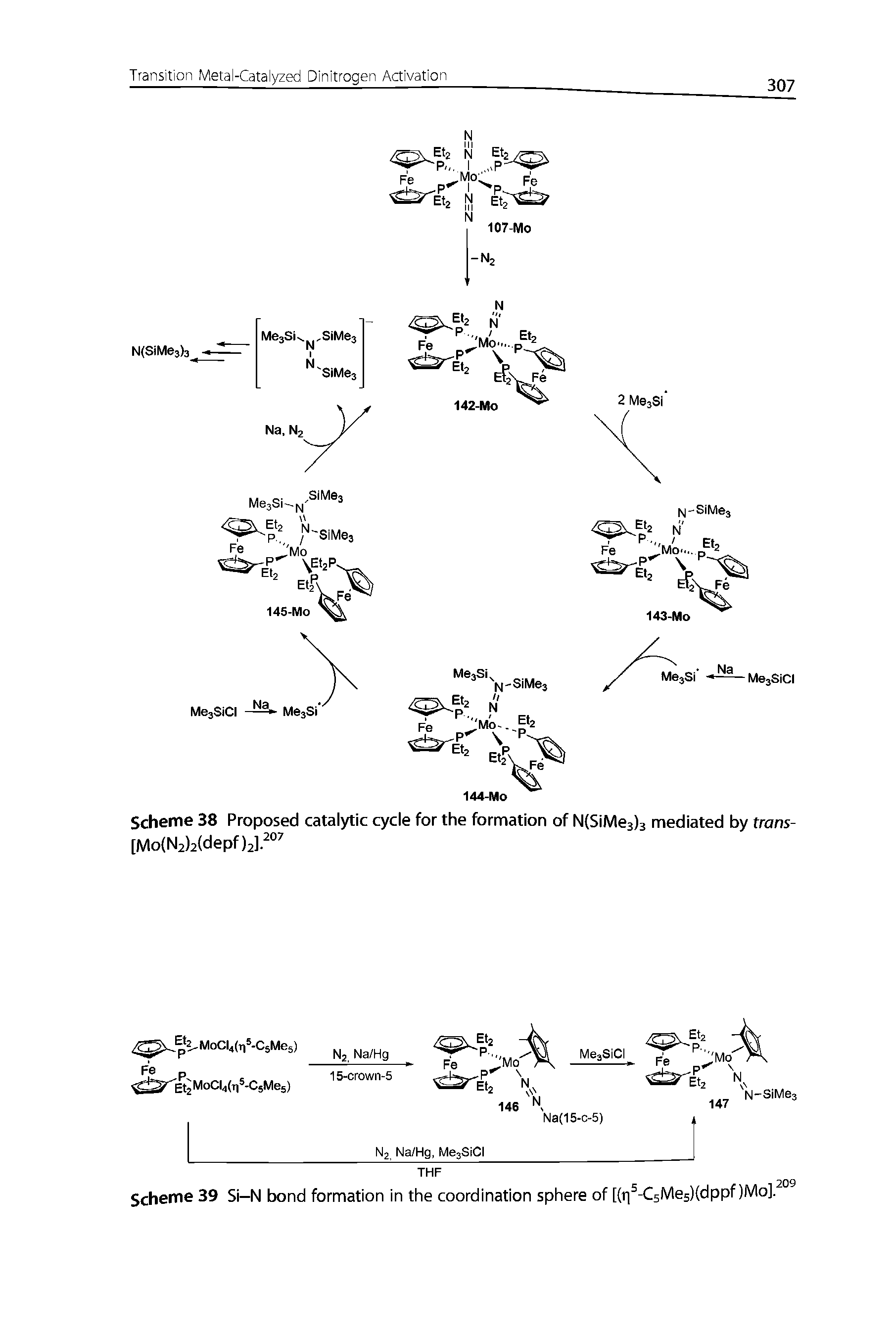 Scheme 39 Si-N bond formation in the coordination sphere of [(q -CsMesjldppf )Mo].