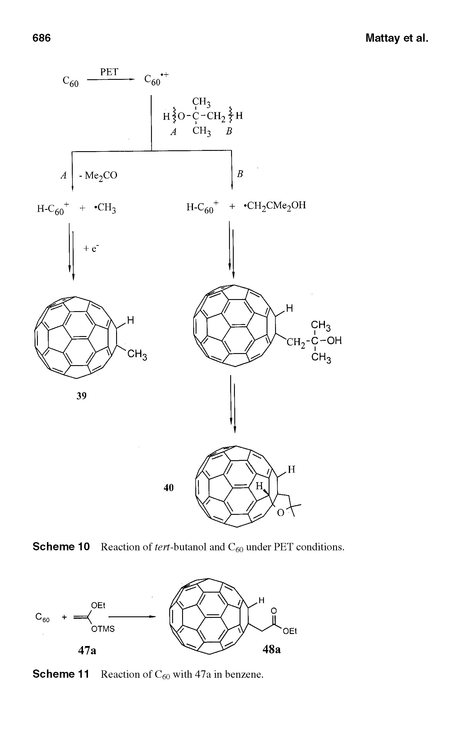 Scheme 10 Reaction of terf-butanol and C60 under PET conditions.