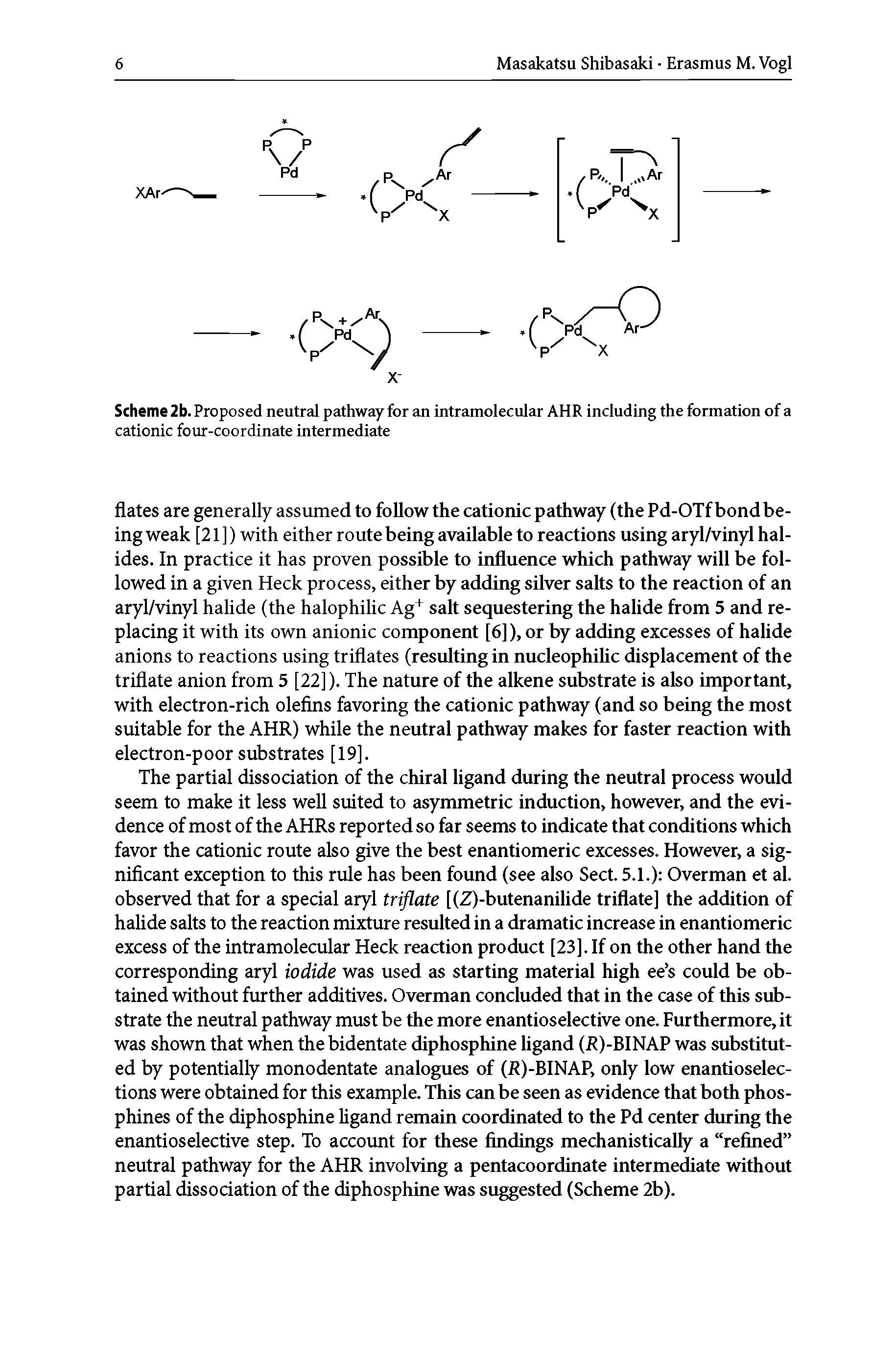 Scheme 2b. Proposed neutral pathway for an intramolecular AHR including the formation of a cationic four-coordinate intermediate...