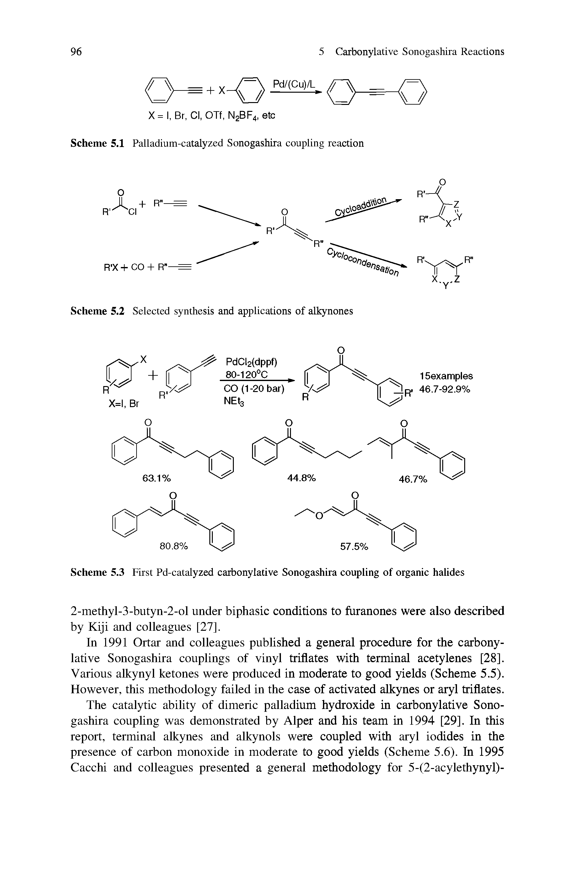 Scheme 5.3 First Pd-catalyzed carbonylative Sonogashira coupling of organic halides...