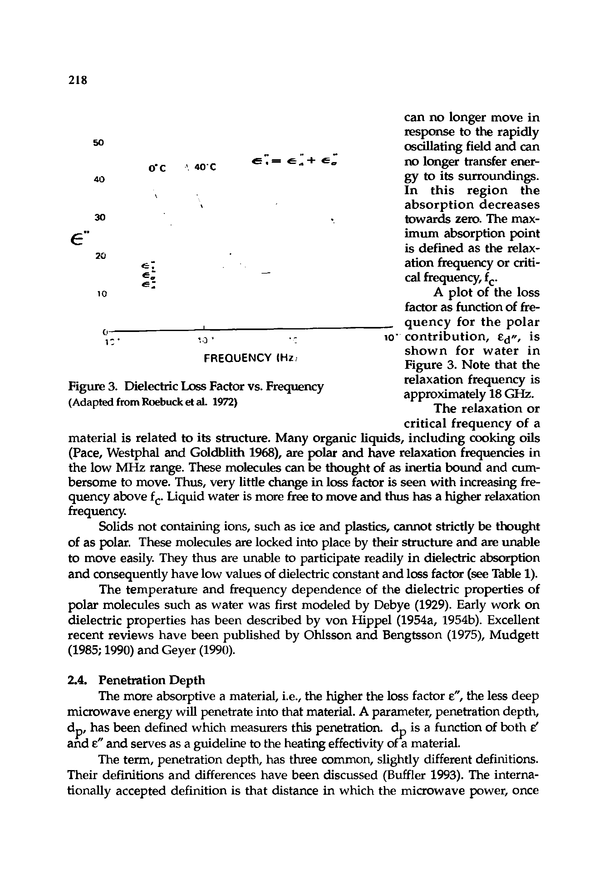Figure 3. Dielectric Loss Factor vs. Frequency (Adapted from Roebuck et al. 1972)...