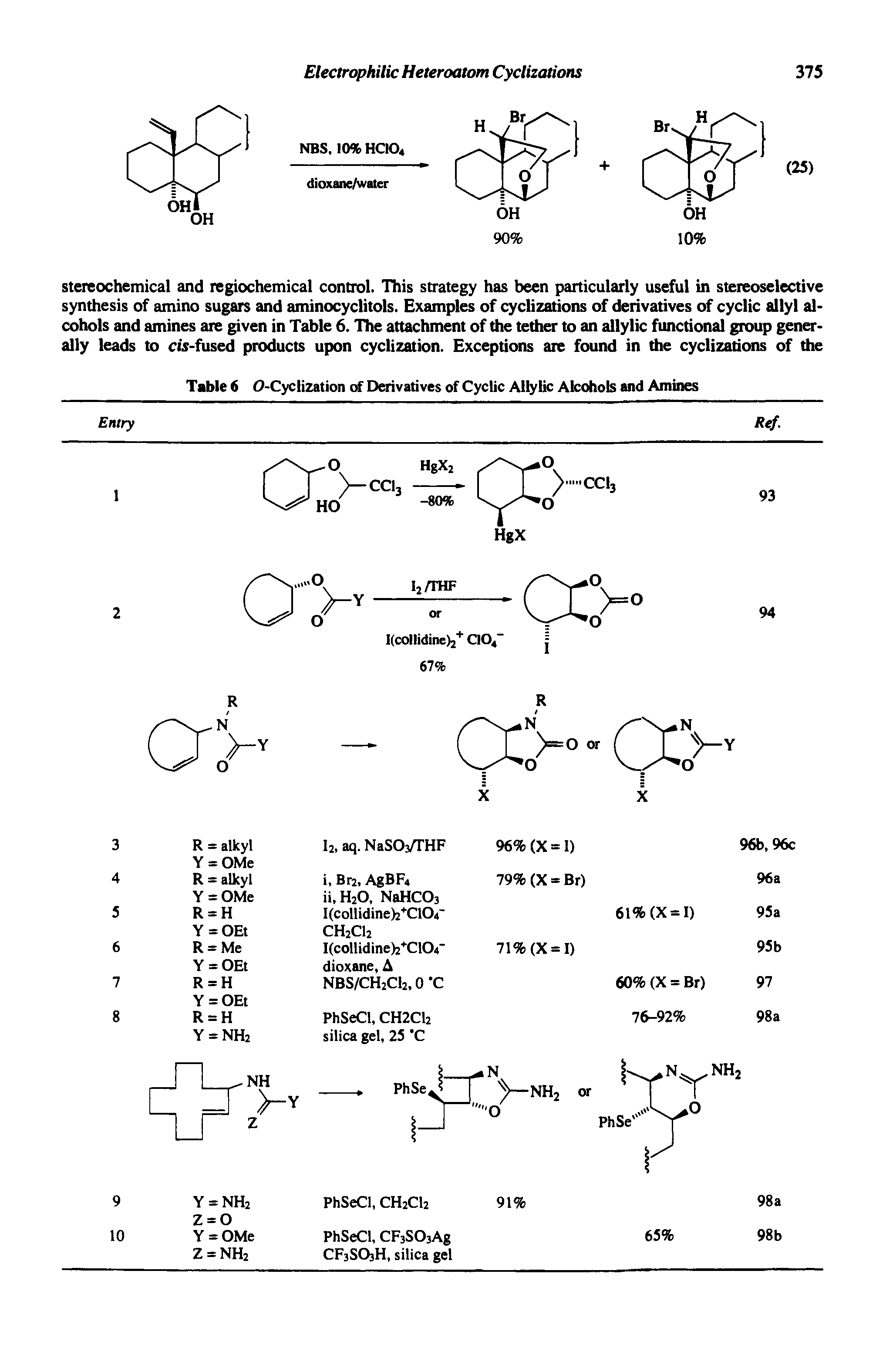 Table 6 O-Cyclization of Derivatives of Cyclic Allylic Alcohols and Amines Entry Ref.