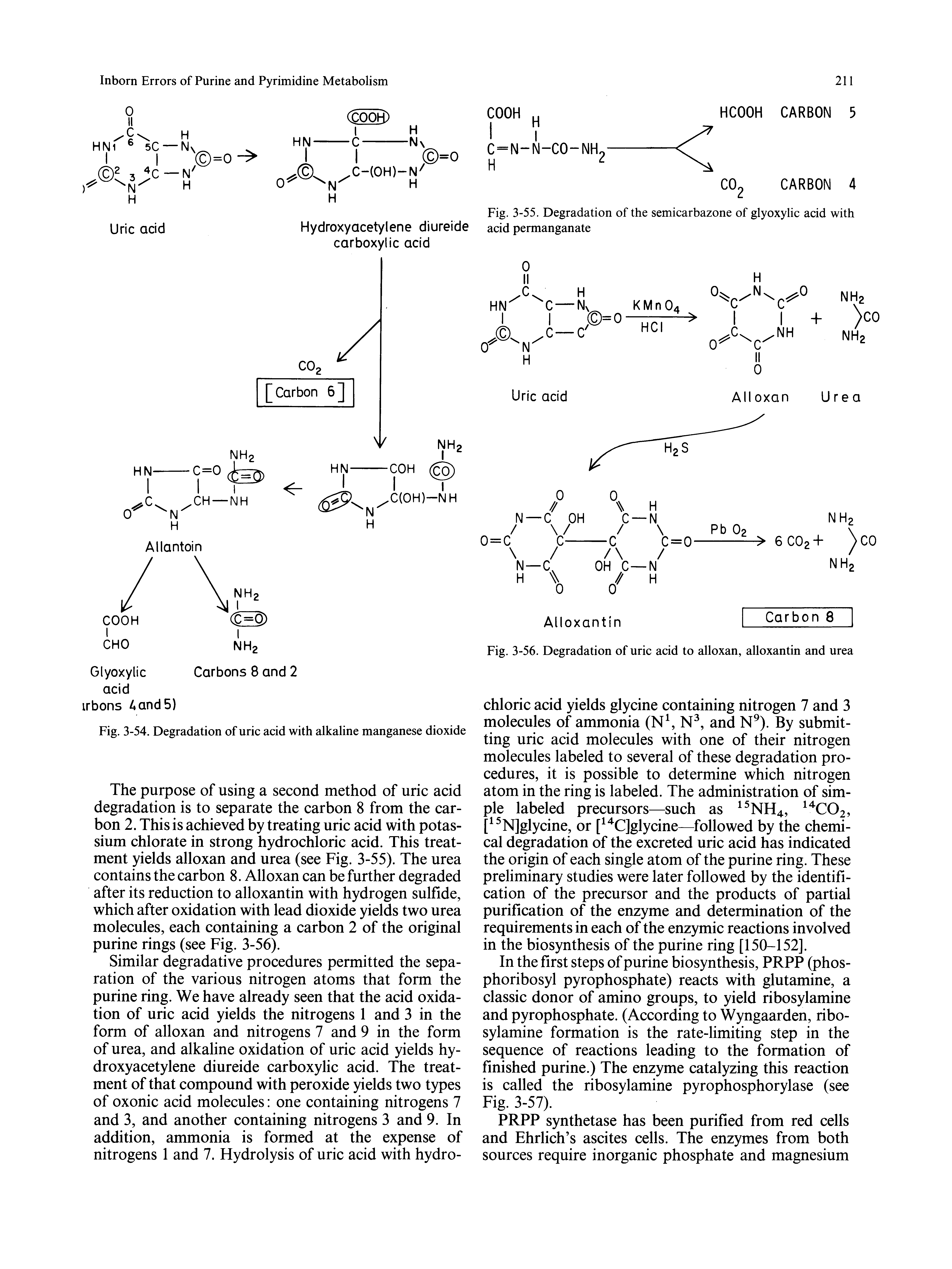 Fig. 3-55. Degradation of the semicarbazone of glyoxylic acid with Hydroxyacetylene diureide acid permanganate carboxylic acid...