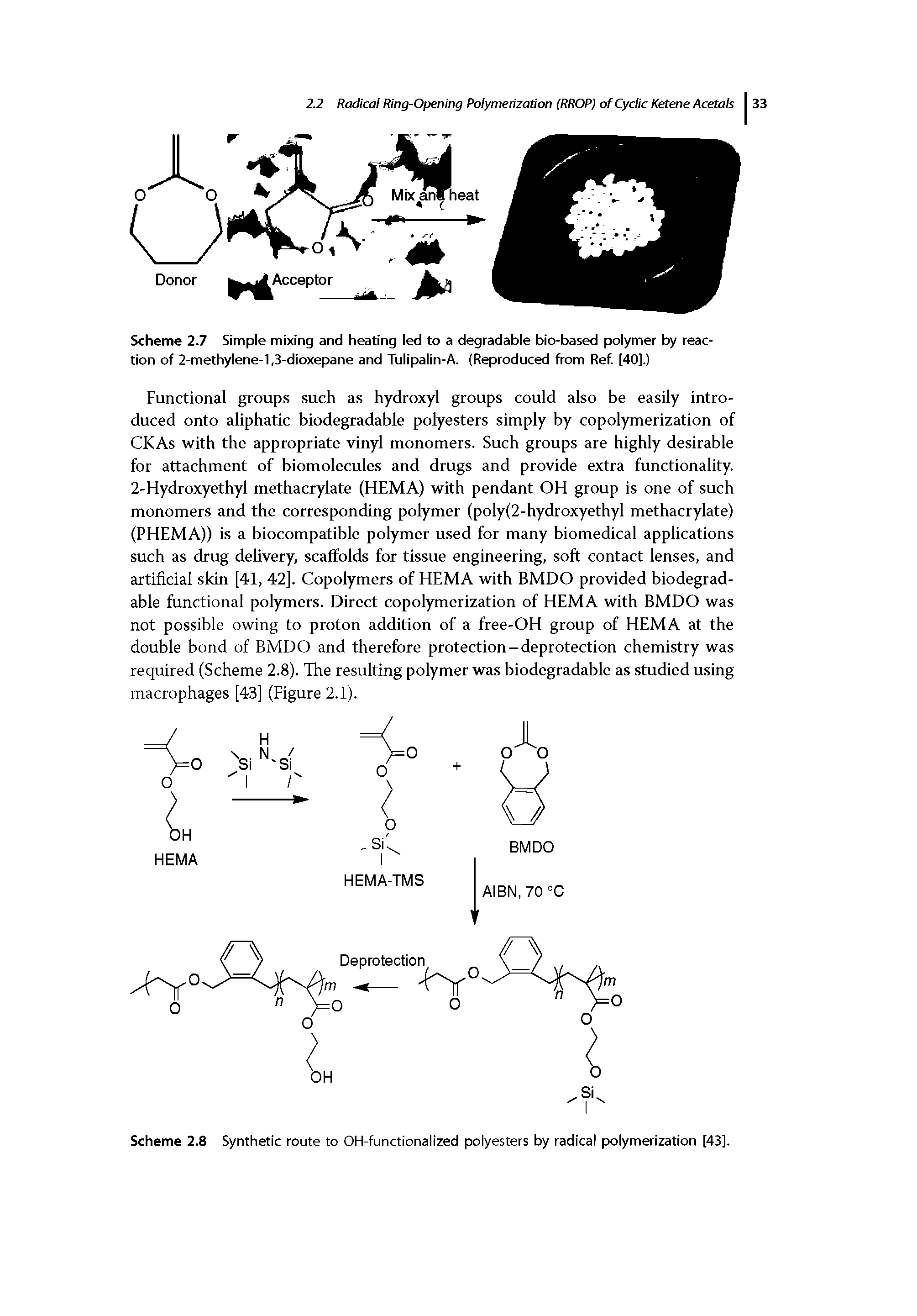 Scheme 2.8 Synthetic route to OH-functionalized polyesters by radical polymerization [43].
