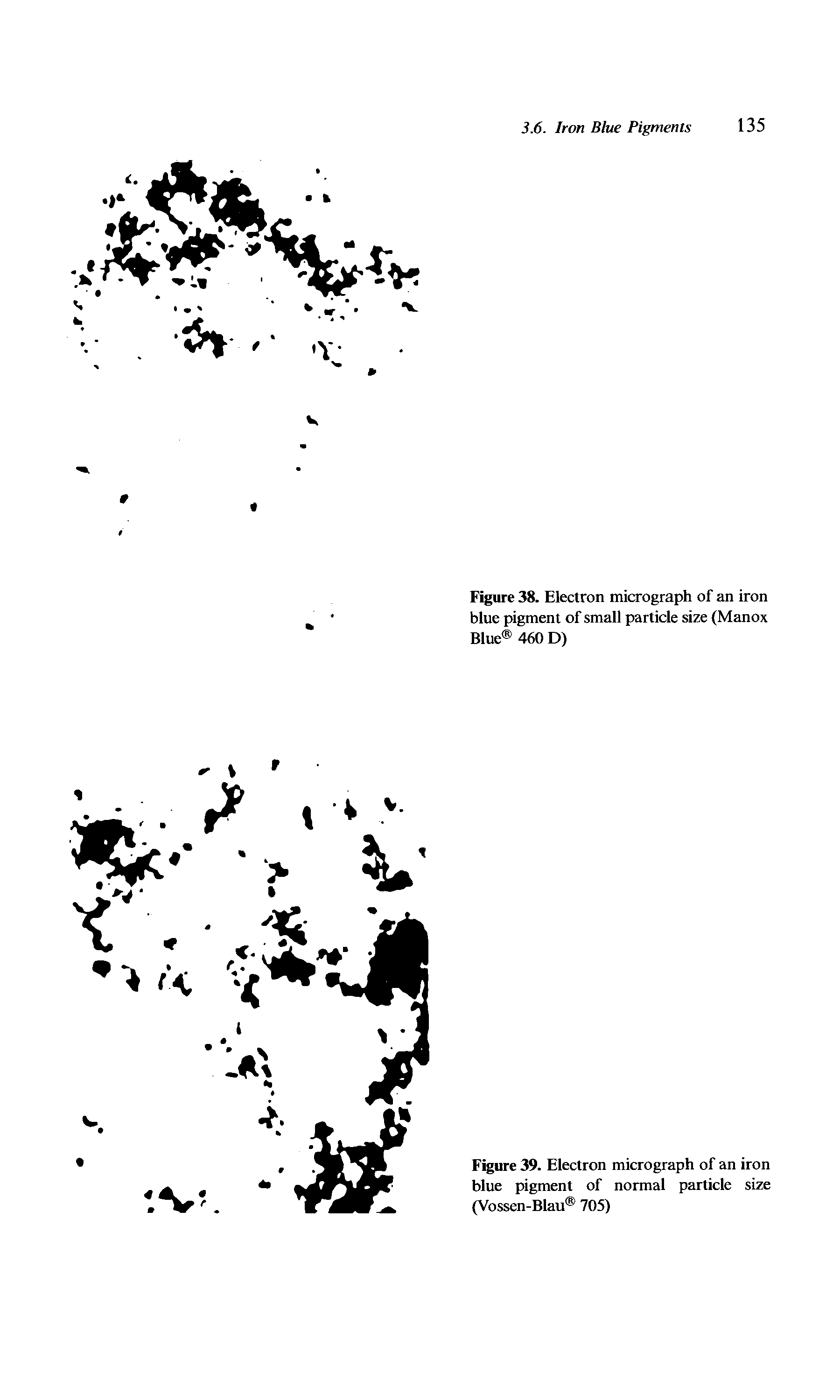 Figure 38. Electron micrograph of an iron blue pigment of small particle size (Manox Blue 460 D)...