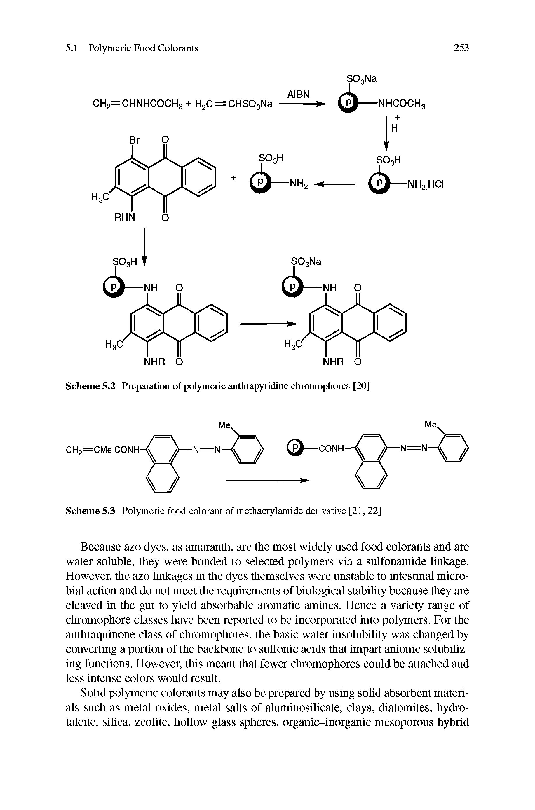 Scheme 5.3 Polymeric food colorant of methacrylamide derivative [21, 22]...