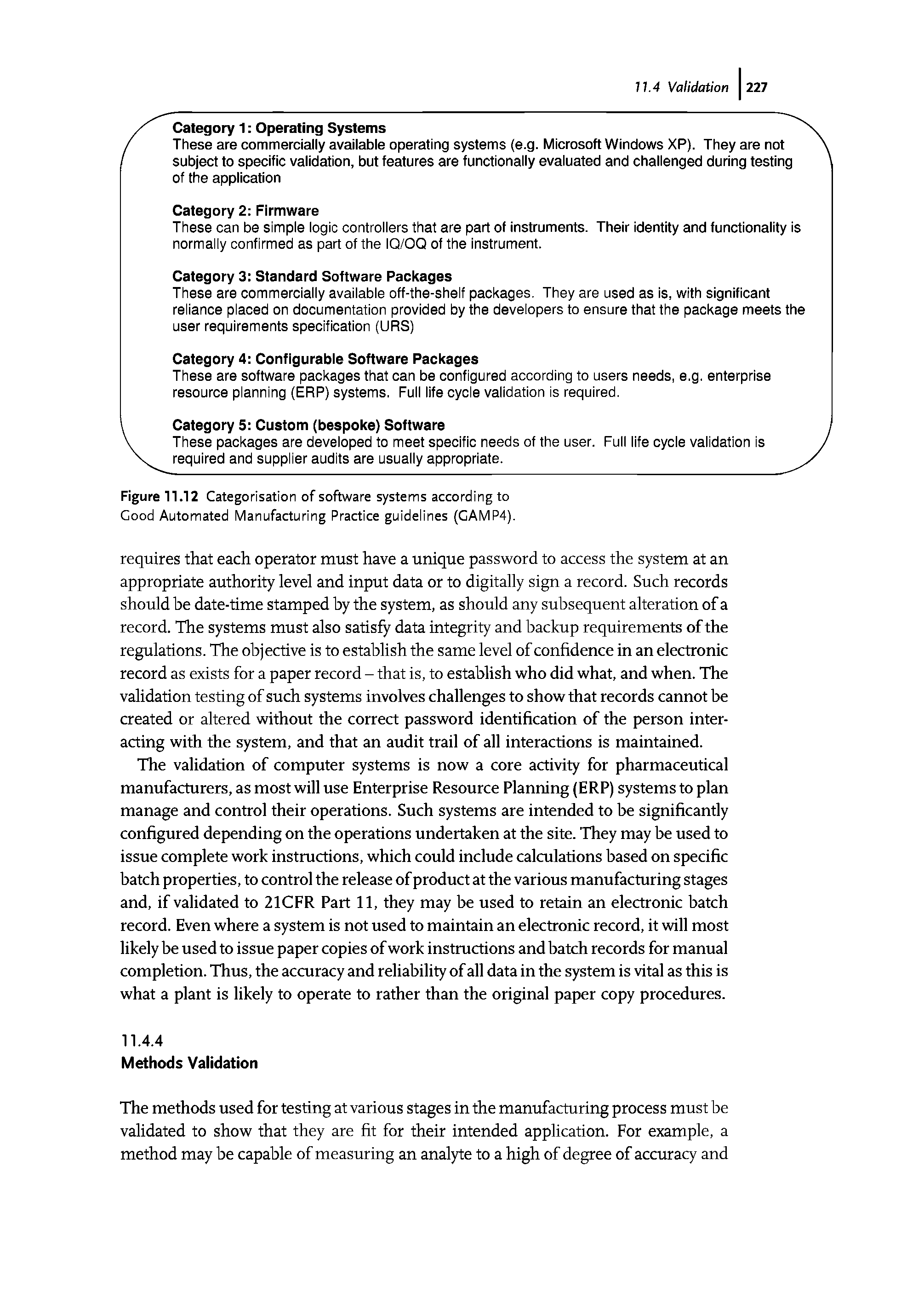 Figure 11.12 Categorisation of software systems according to Good Automated Manufacturing Practice guidelines (CAMP4).