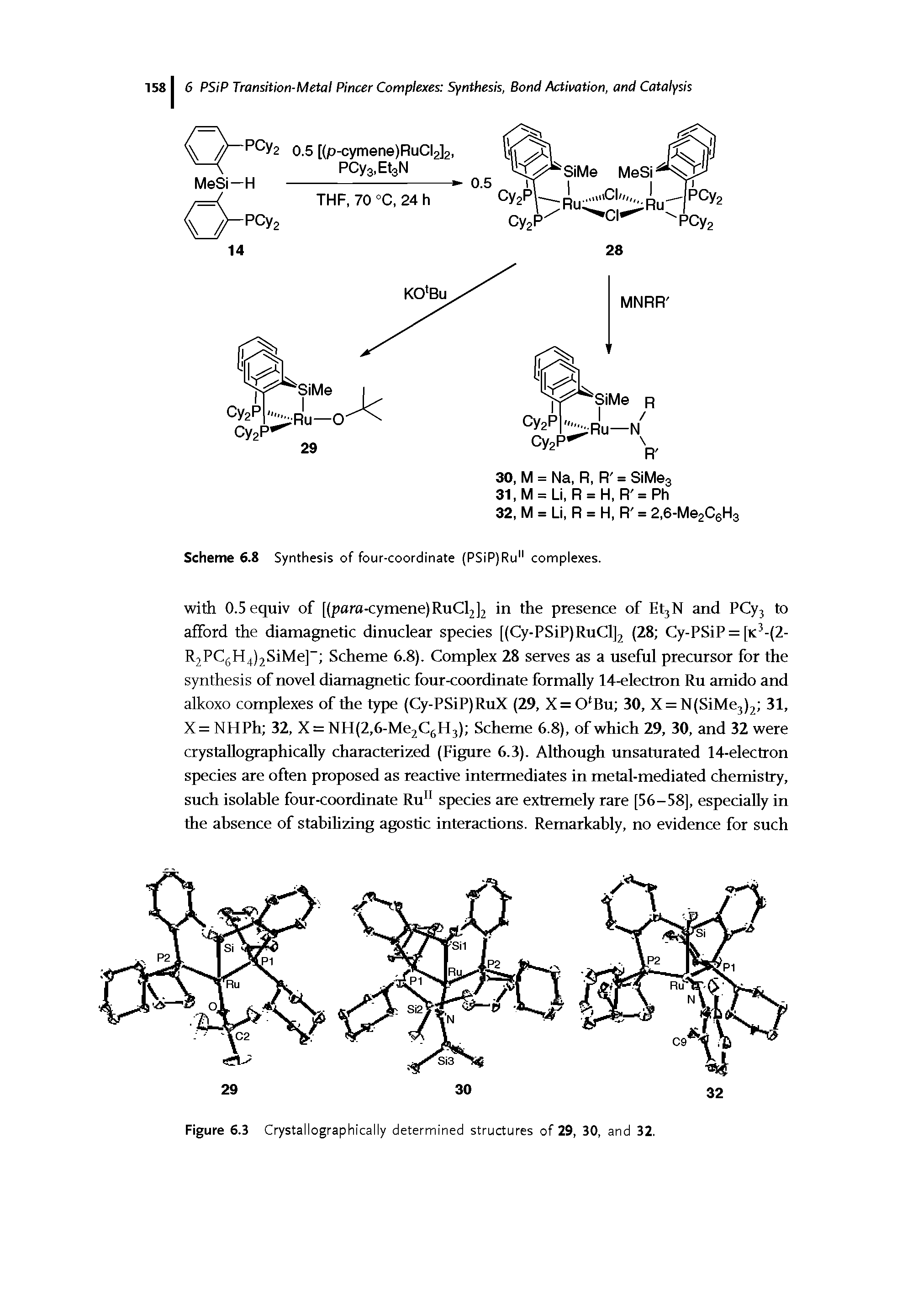 Scheme 6.8 Synthesis of four-coordinate (PSiP)Ru" complexes.