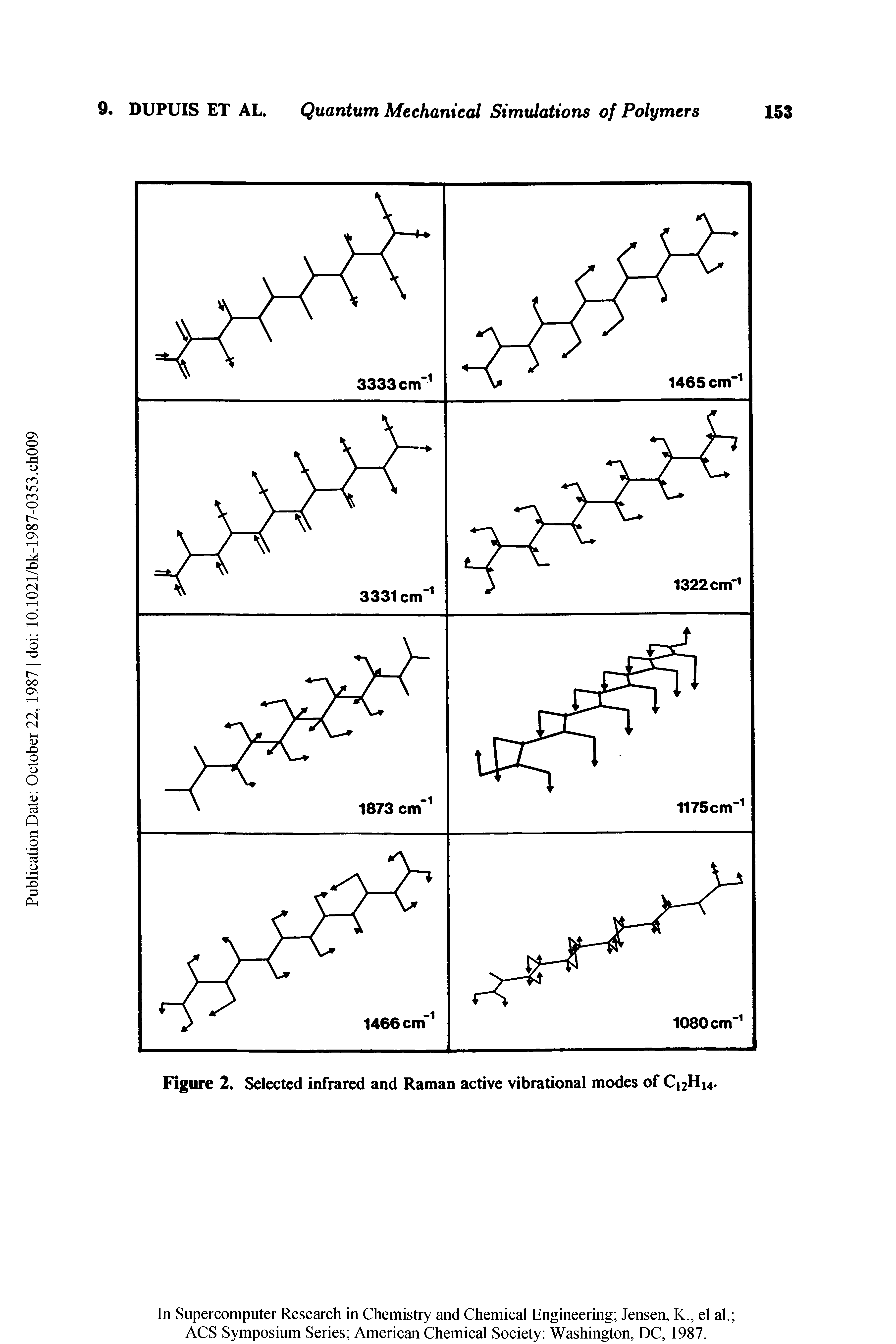 Figure 2. Selected infrared and Raman active vibrational modes of C12H14.
