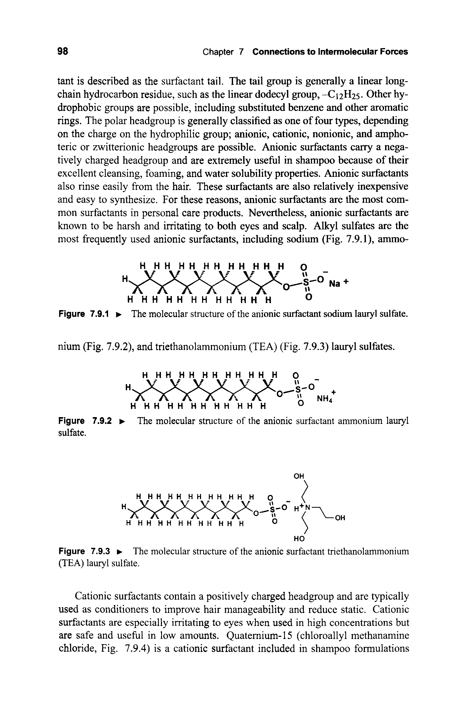 Figure 7.9.1 The molecular structure of the anionic surfactant sodium lauryl sulfate.