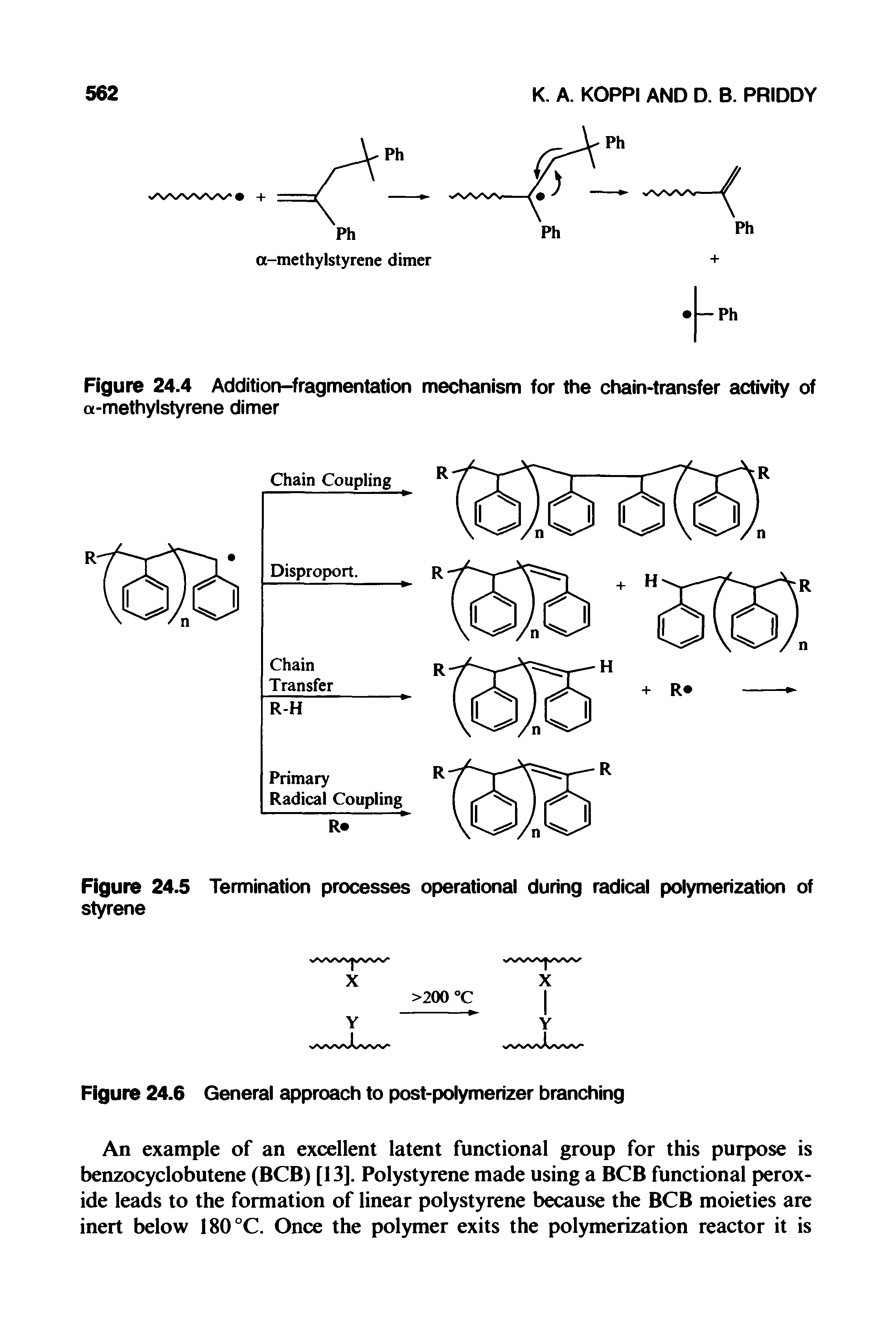 Figure 24.4 Addition-fragmentation mechanism for the chain-transfer activity of a-methylstyrene dimer...