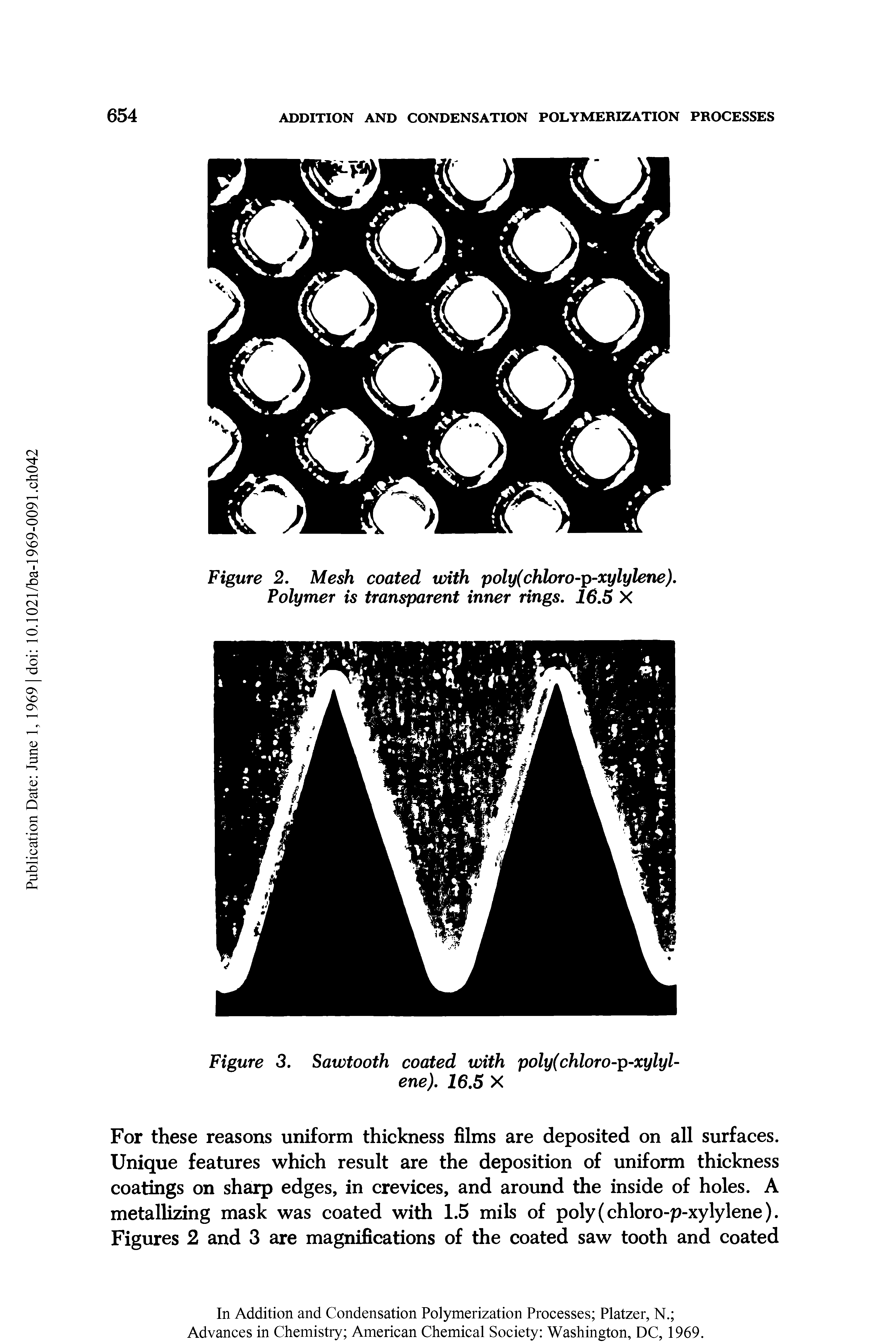 Figure 2. Mesh coated with poly(chloro-p-xylylene). Polymer is transparent inner rings. 16.5 X...