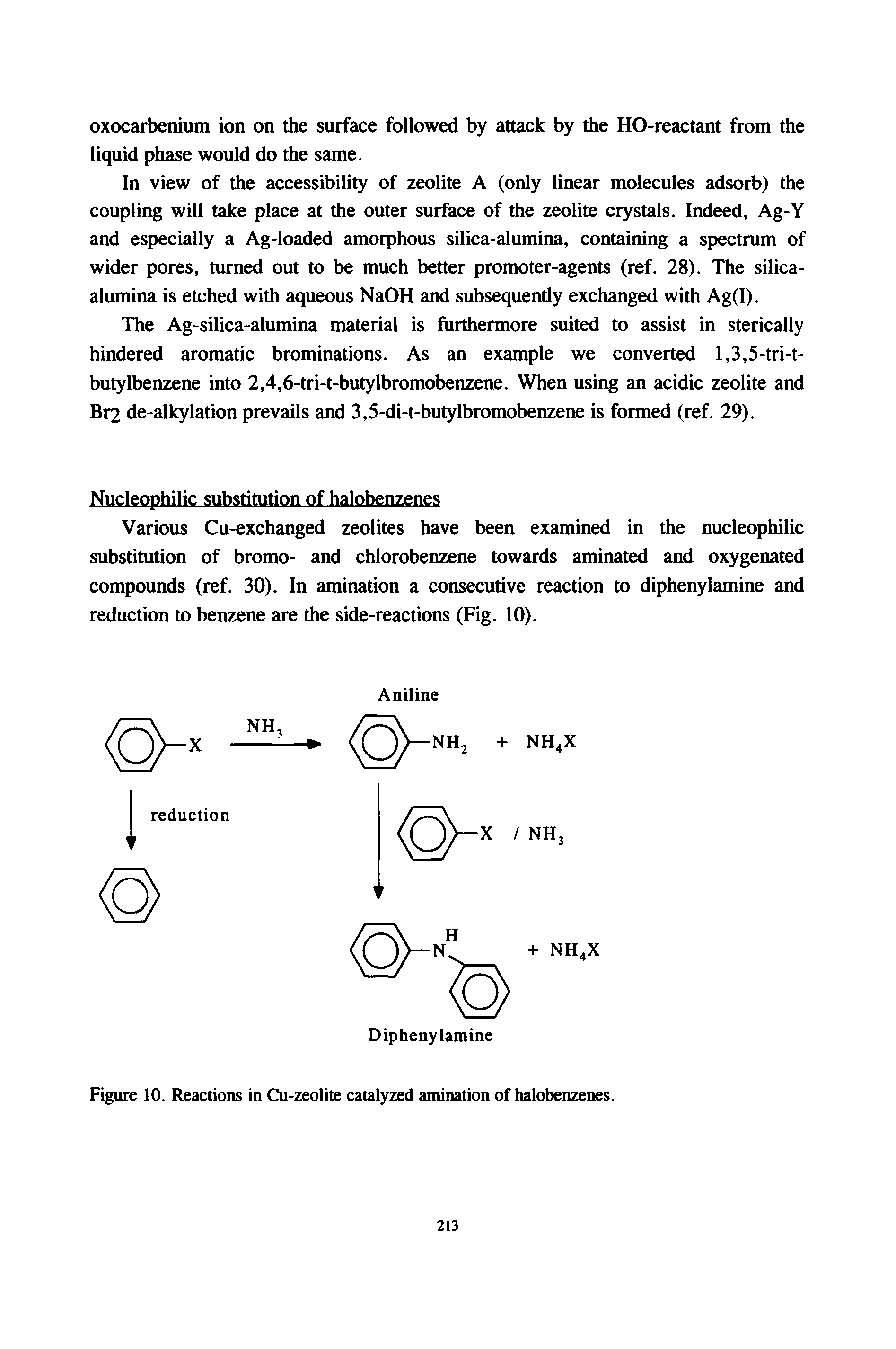 Figure 10. Reactions in Cu-zeolite catalyzed amination of halobenzenes.