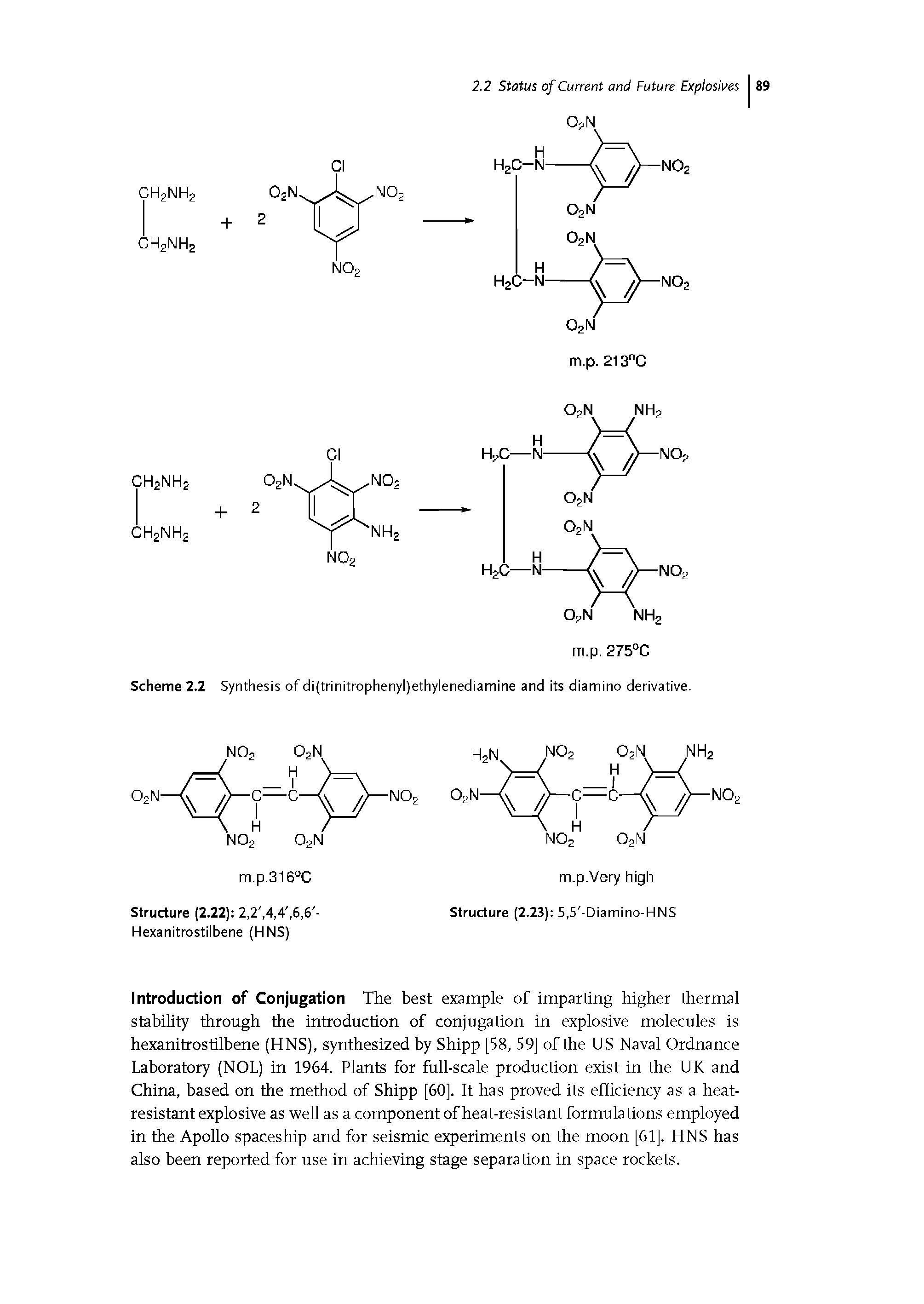 Scheme 2.2 Synthesis of di(trinitrophenyl)ethylenediamine and its diamino derivative.