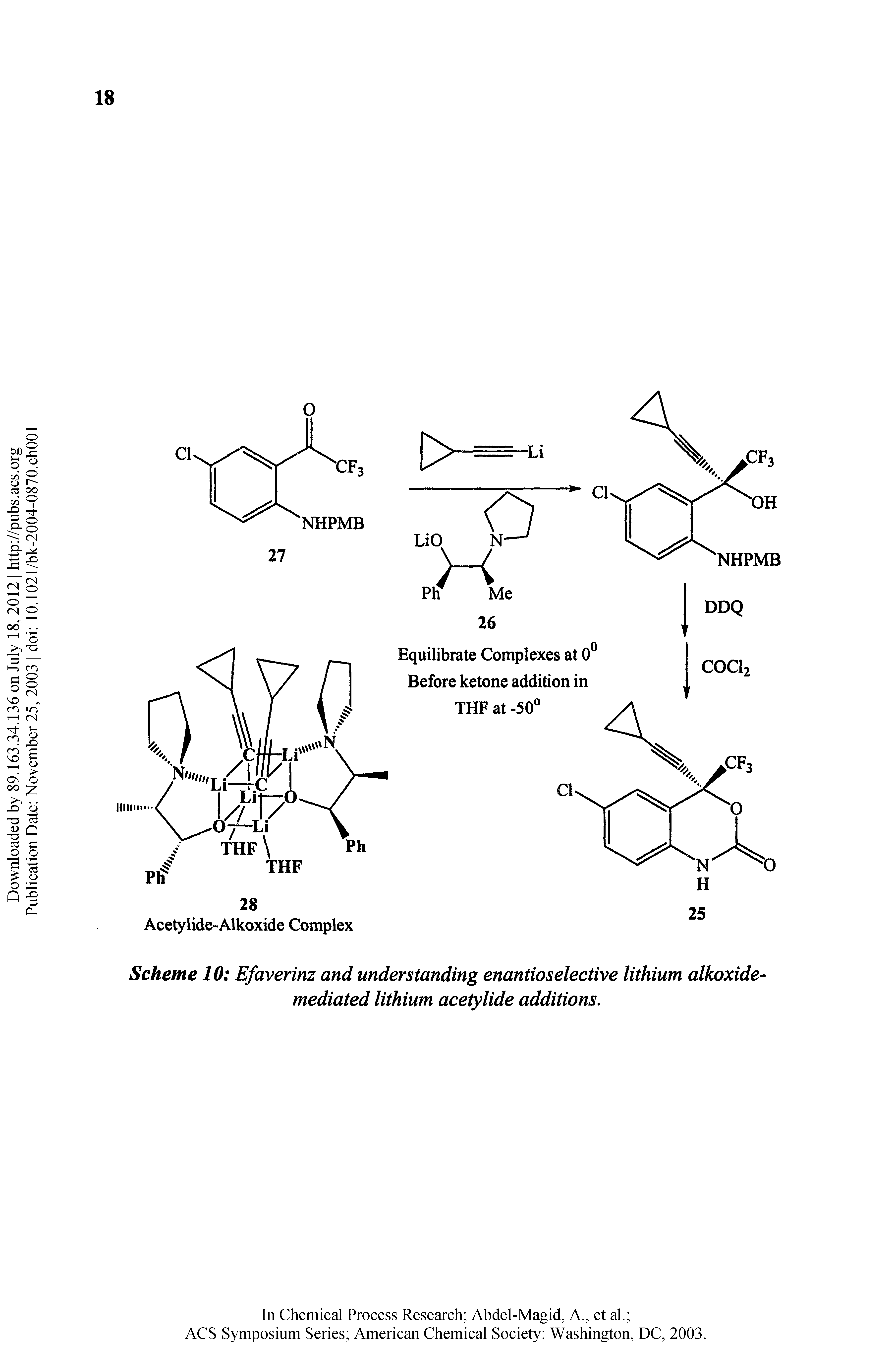 Scheme 10 Efaverinz and understanding enantioselective lithium alkoxide-mediated lithium acetylide additions.