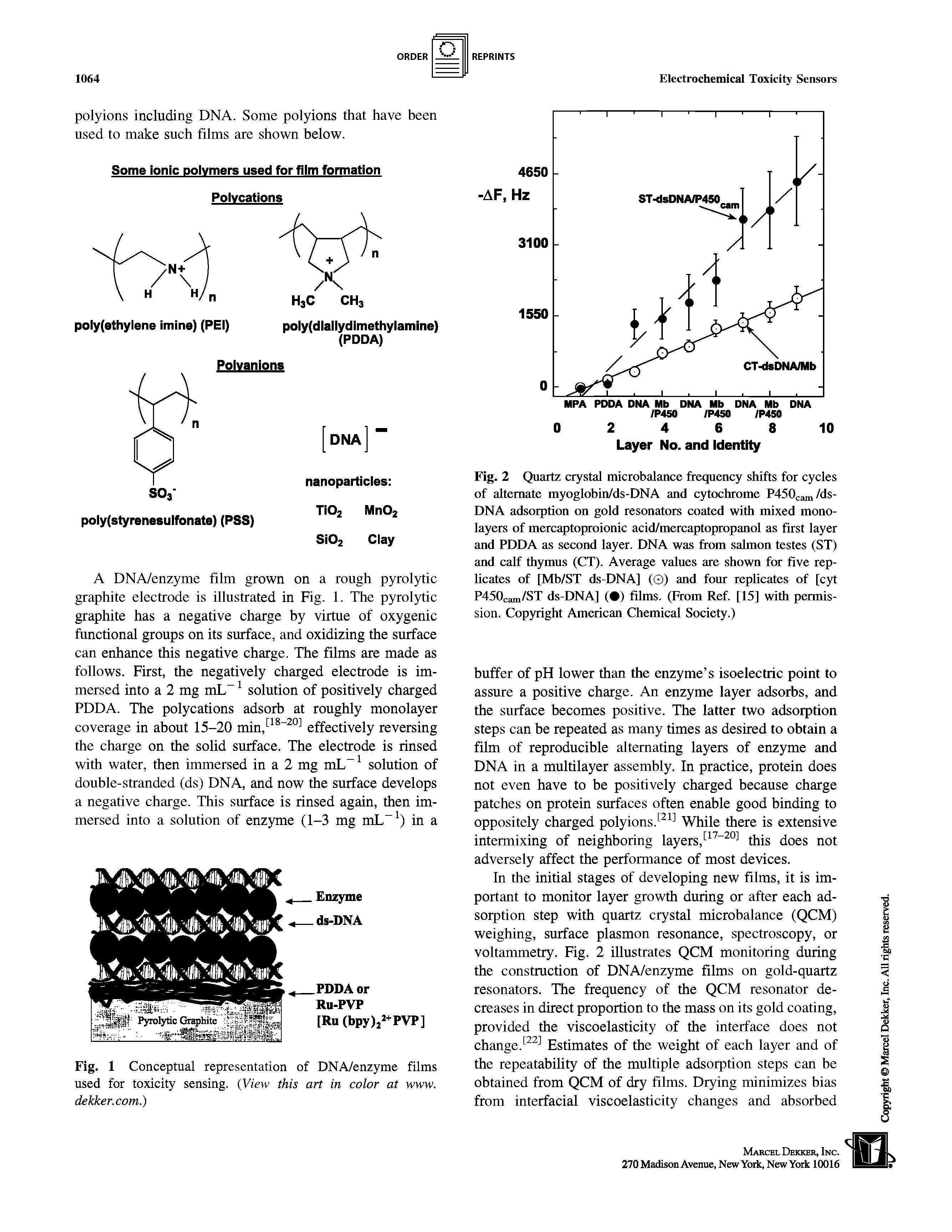 Fig. 1 Conceptual representation of DNA/enzyme films used for toxicity sensing. (View this art in color at www. dekker.com.)...