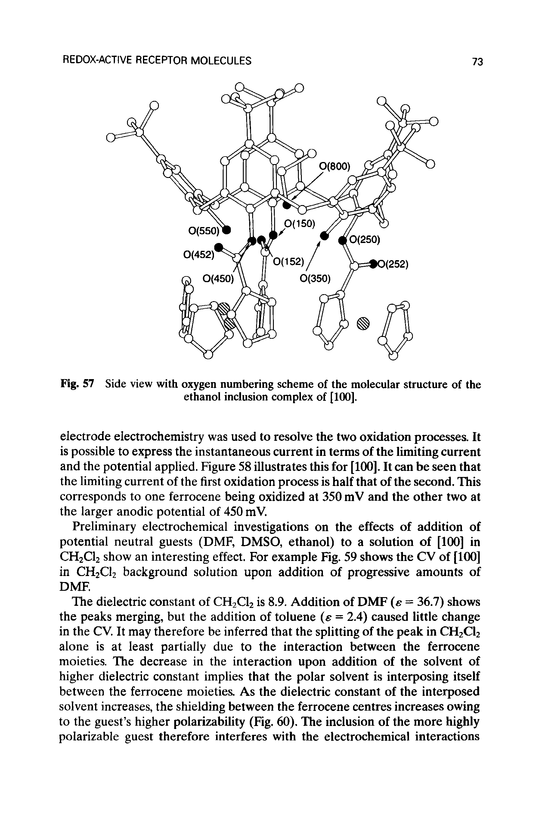 Fig. 57 Side view with oxygen numbering scheme of the molecular structure of the ethanol inclusion complex of [100].
