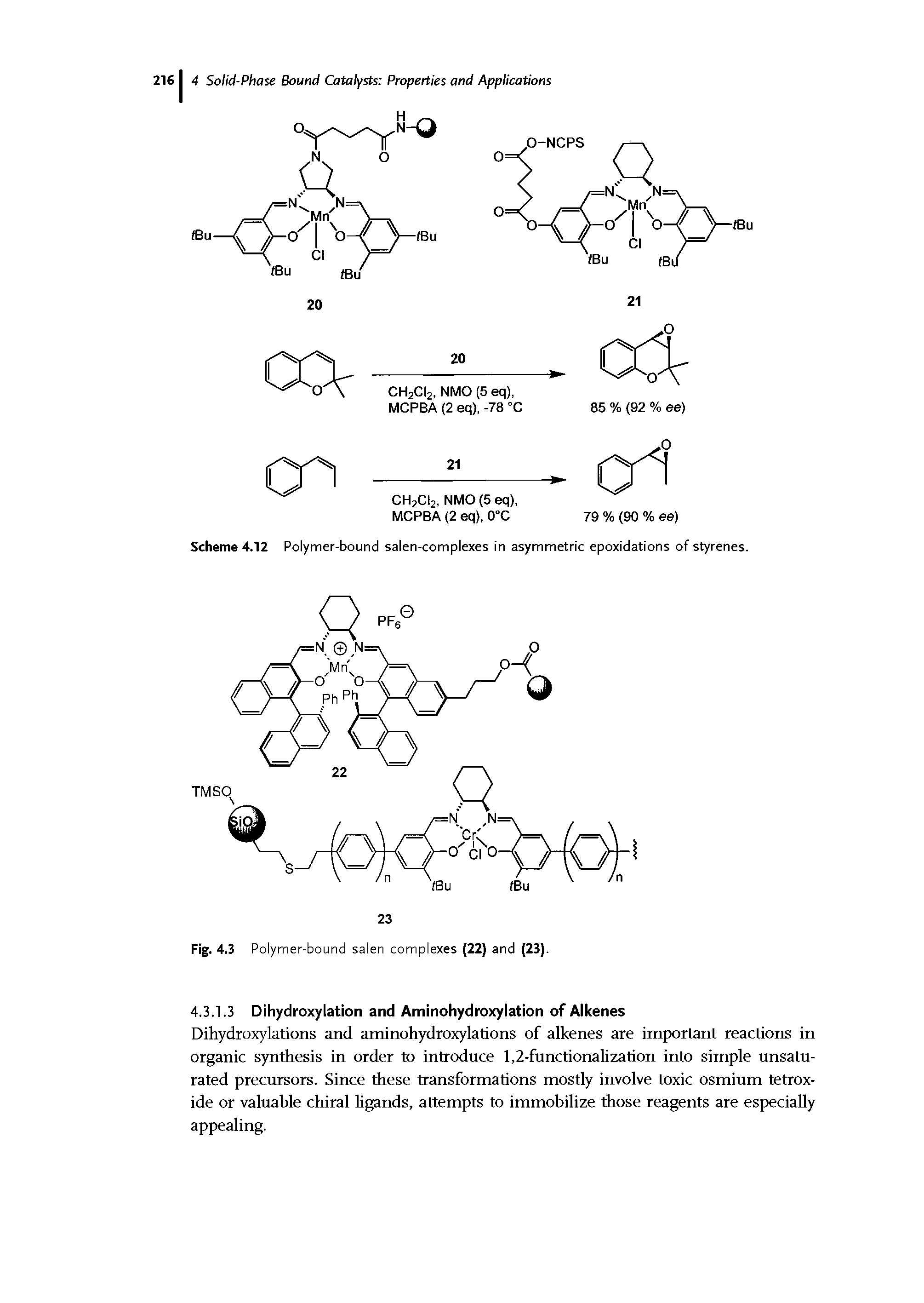 Scheme 4.12 Polymer-bound salen-complexes in asymmetric epoxidations of styrenes.