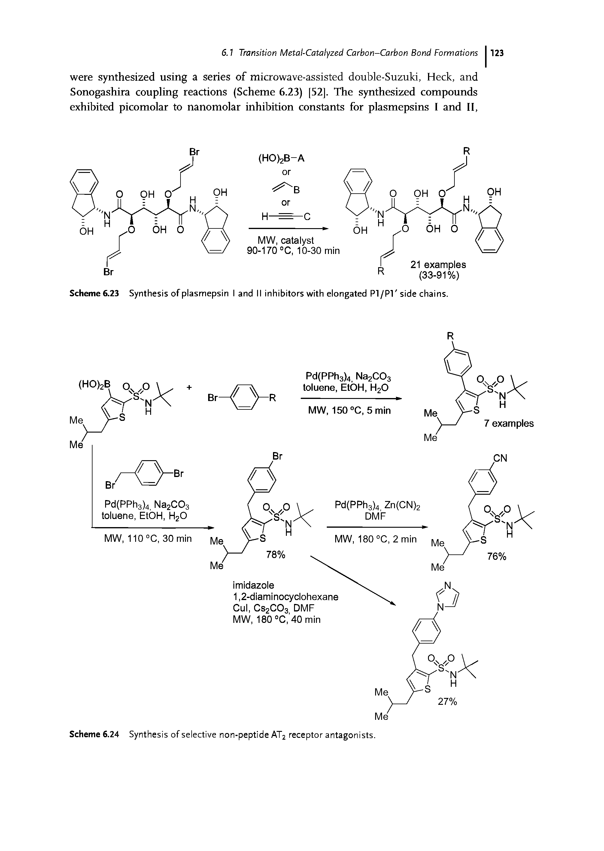 Scheme 6.23 Synthesis of plasmepsin I and II inhibitors with elongated Pl/PT side chains.