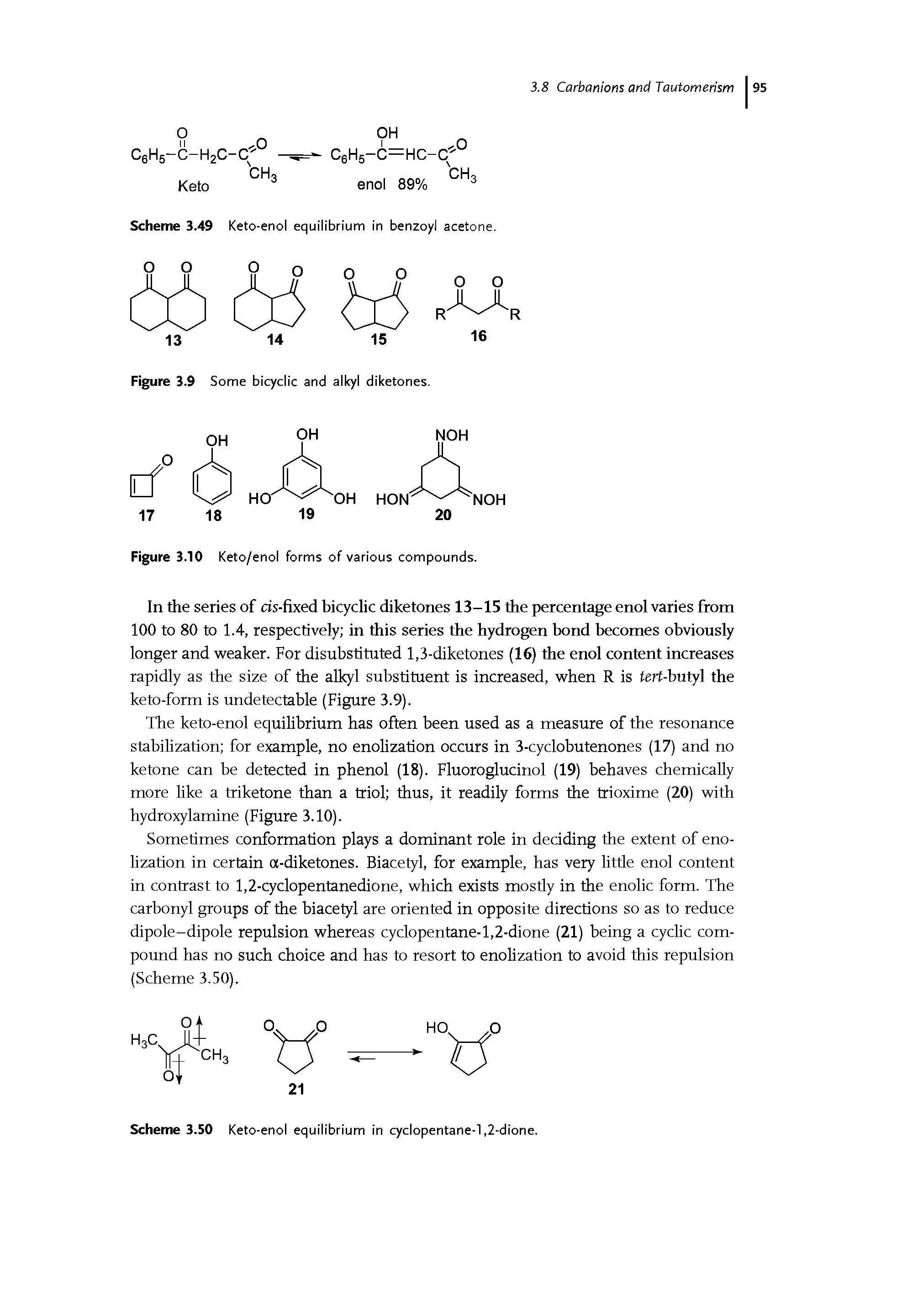 Scheme 3.49 Keto-enol equilibrium in benzoyl acetone.