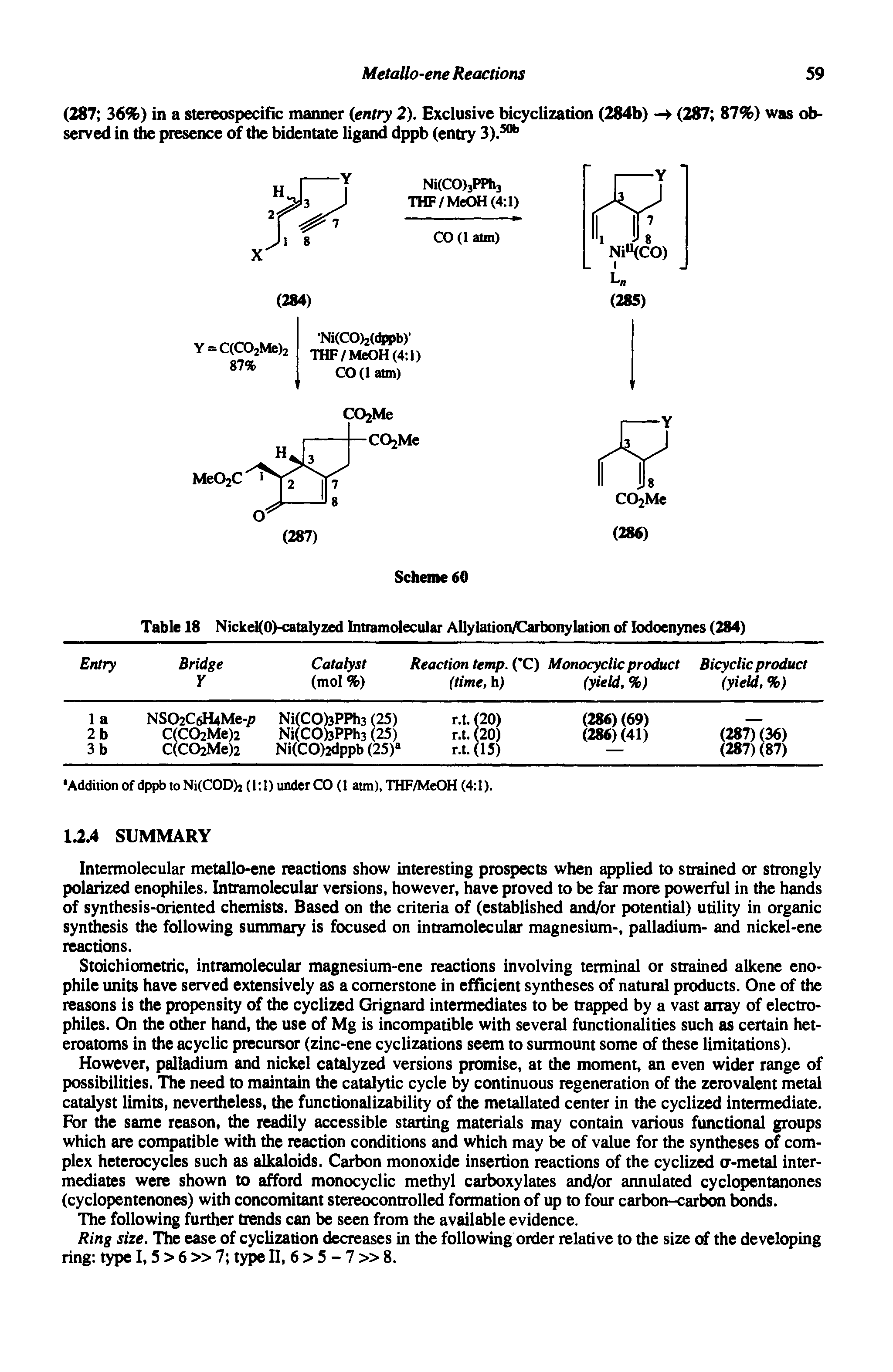 Table 18 NickeKO)-catalyzed Intramolecular AllylatiotiAI arbonylation of lodoenynes (284)...
