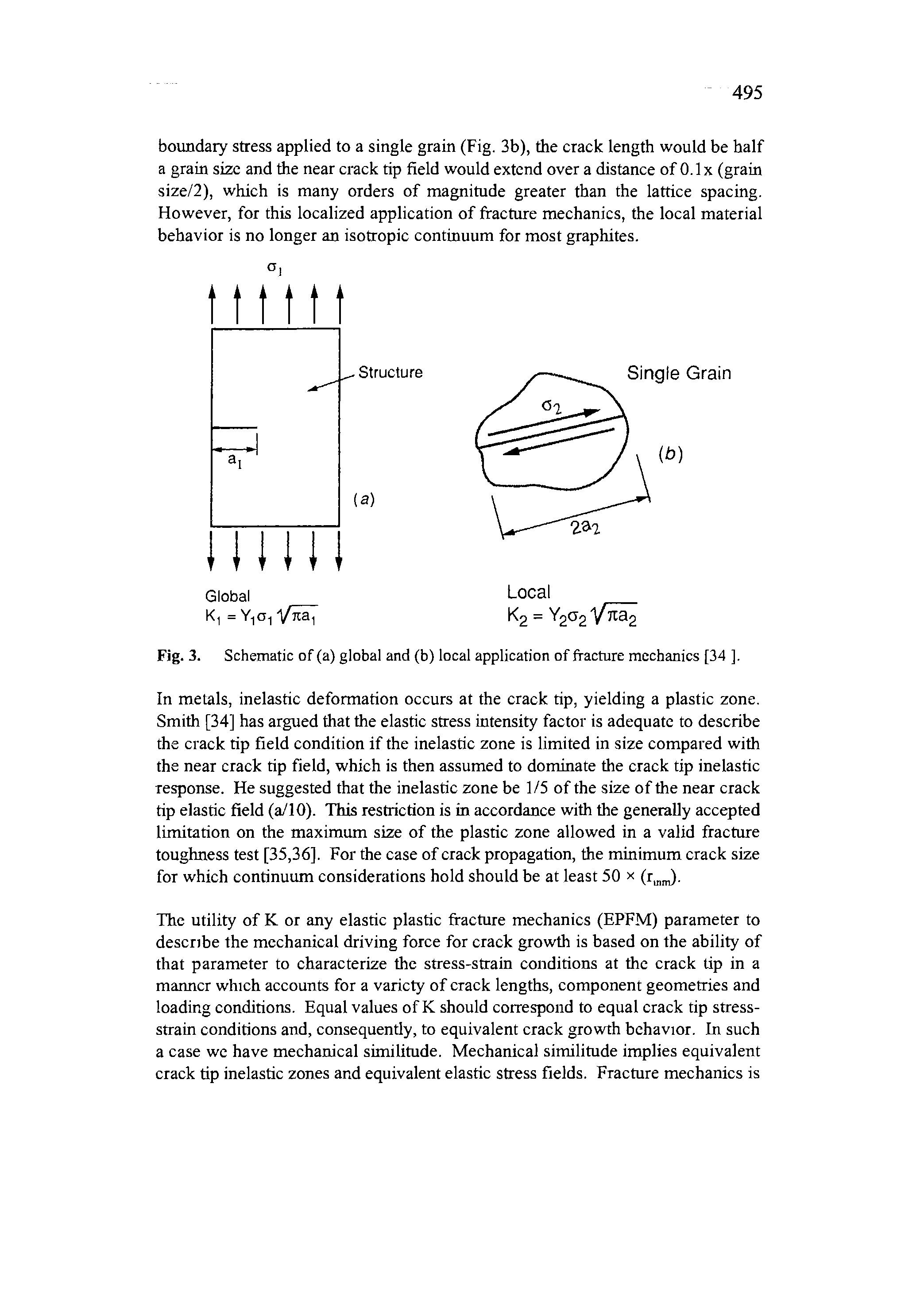 Fig. 3. Schematic of (a) global and (b) local application of fracture mechanics [34 ].