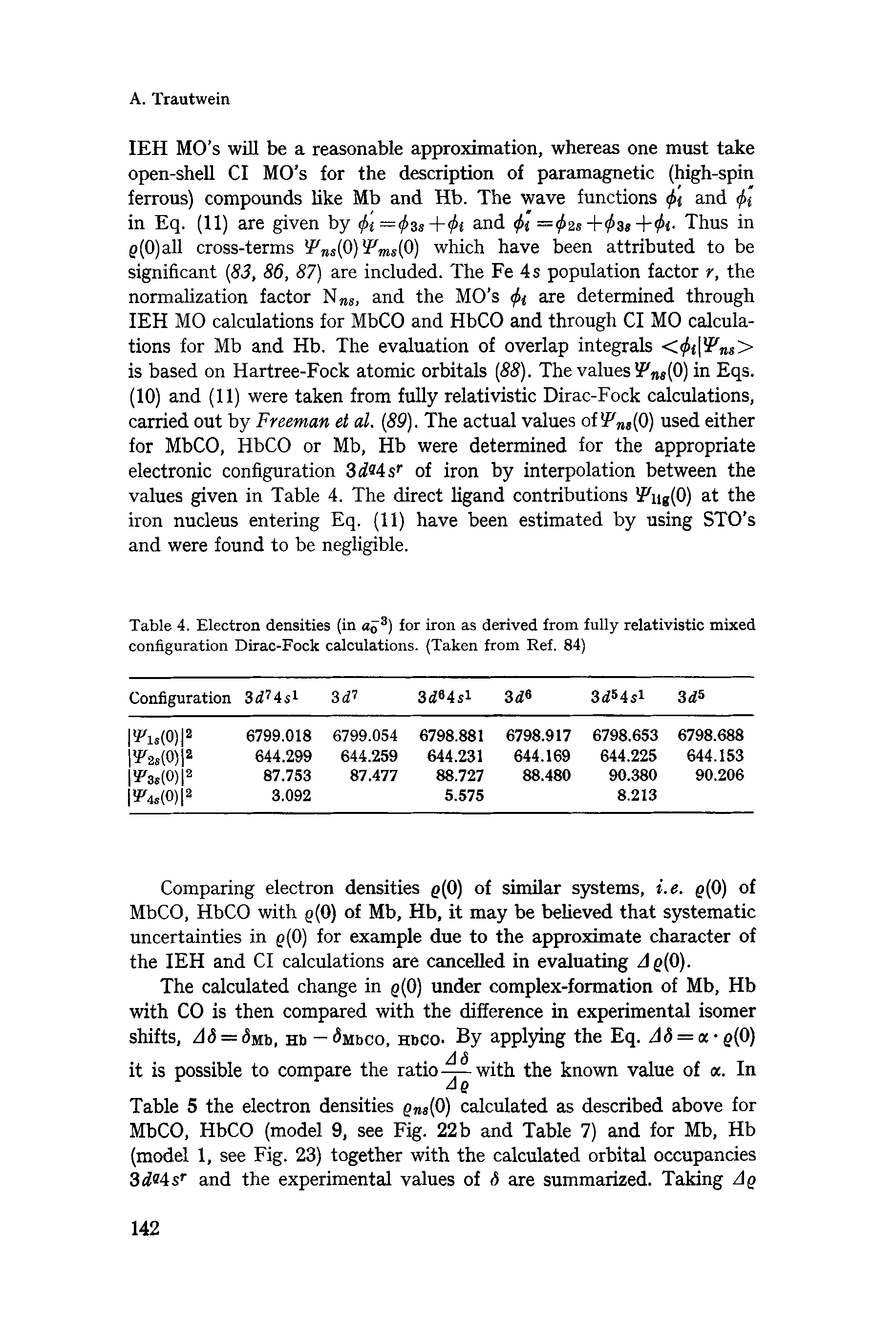 Table 4. Electron densities (in aa 3) for iron as derived from fully relativistic mixed configuration Dirac-Fock calculations. (Taken from Ref. 84)...