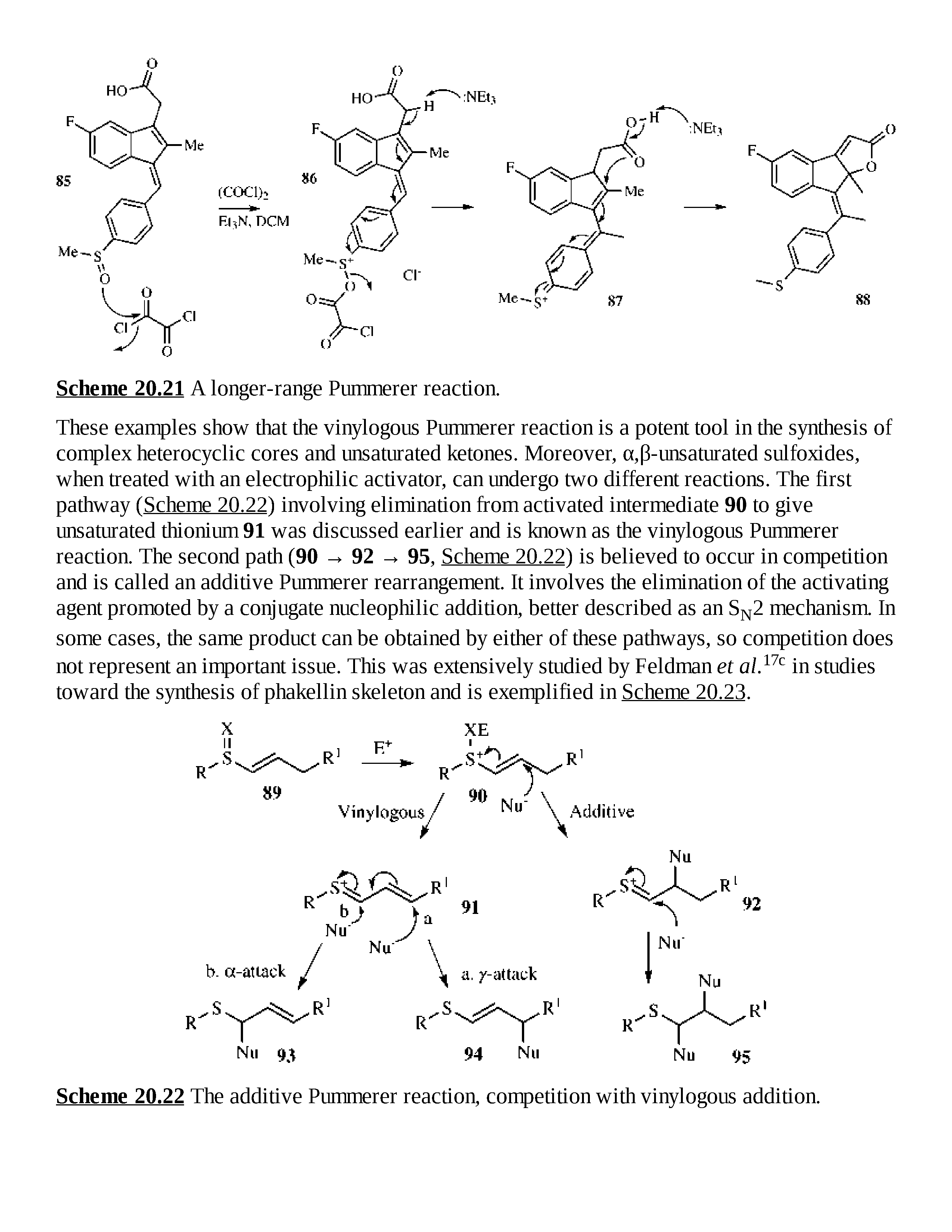 Scheme 20.22 The additive Pummerer reaction, competition with vinylogous addition.