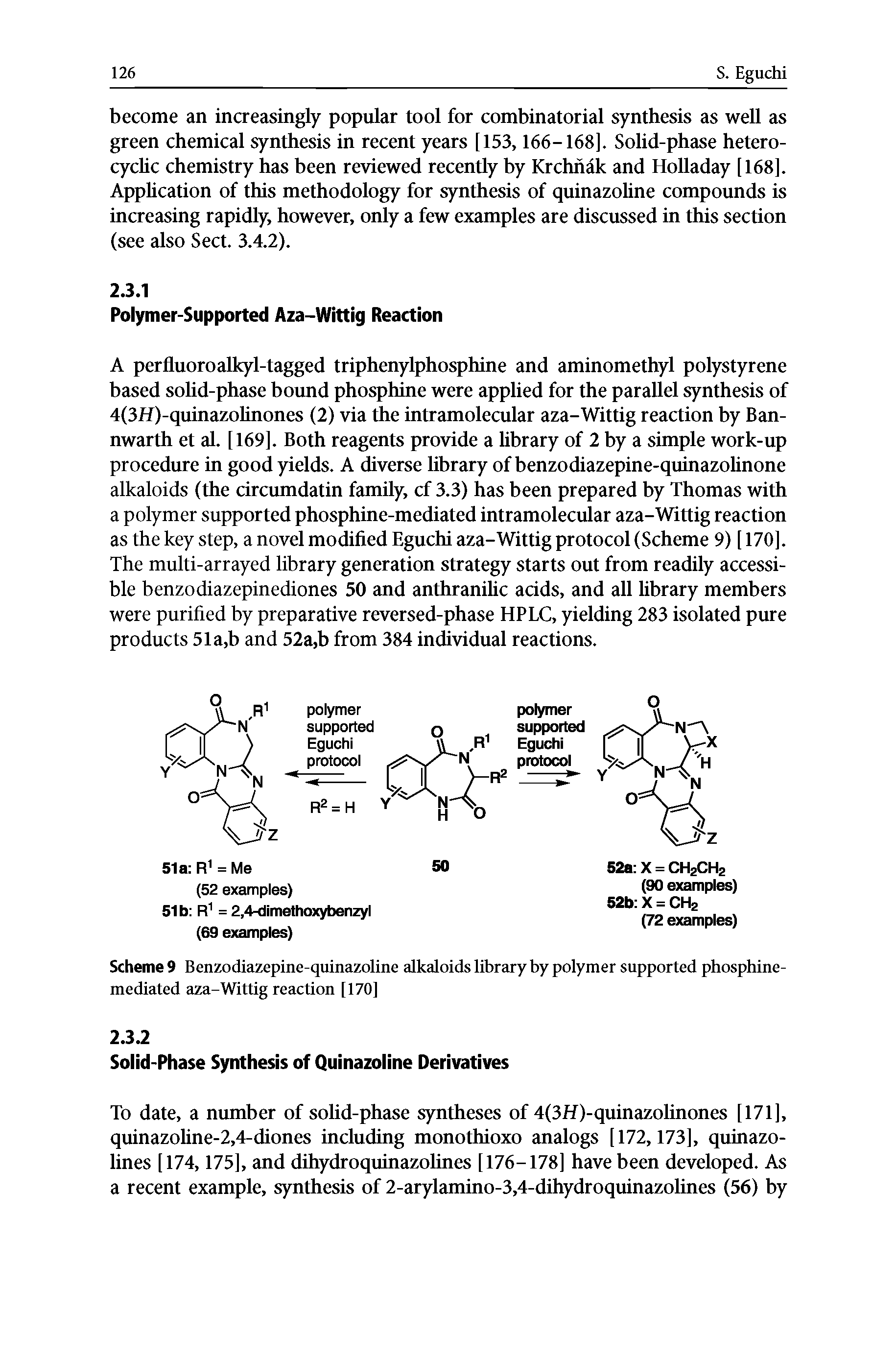 Scheme 9 Benzodiazepine-quinazoline alkaloids library by polymer supported phosphine-mediated aza-Wittig reaction [170]...