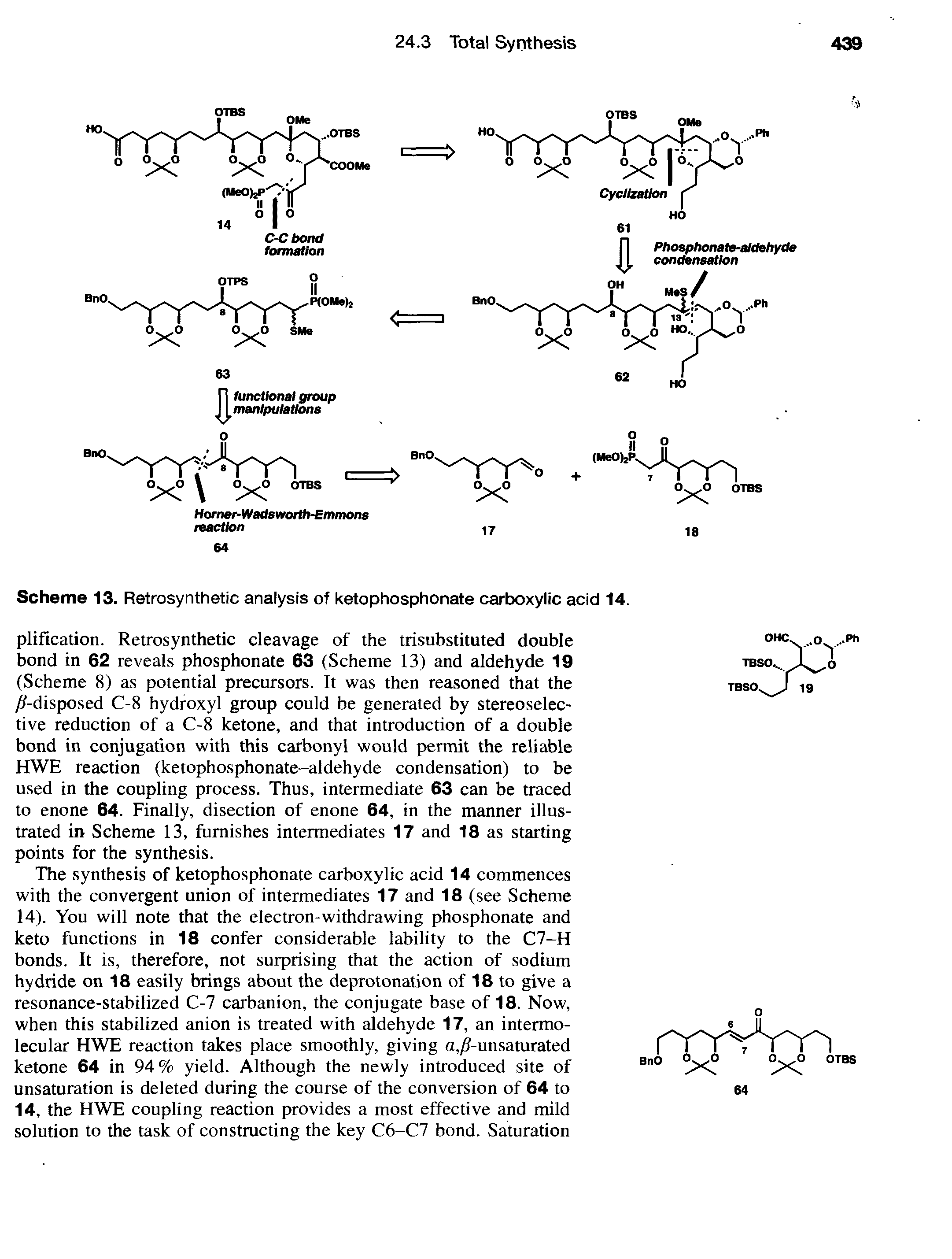 Scheme 13. Retrosynthetic analysis of ketophosphonate carboxylic acid 14.