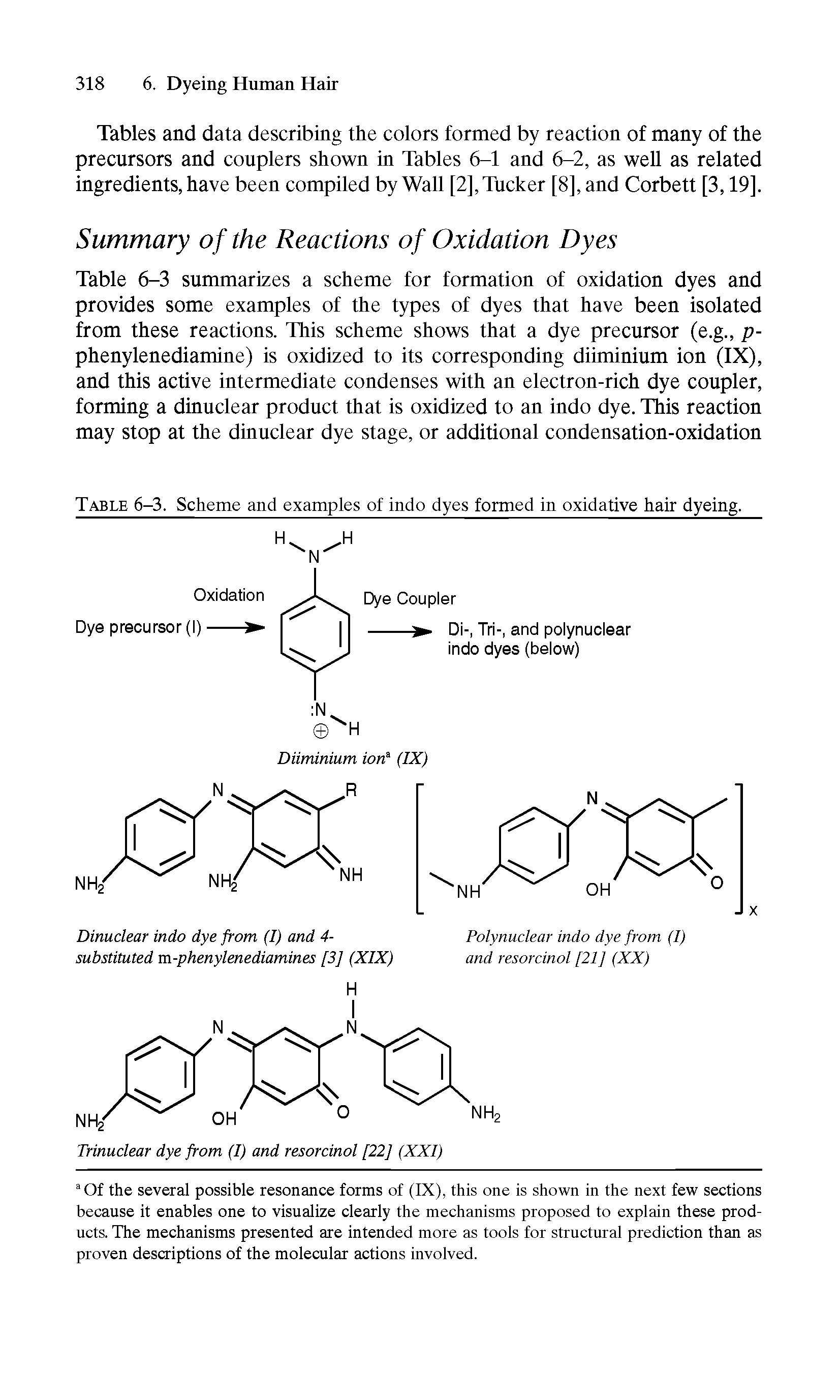 Table 6-3. Scheme and examples of indo dyes formed in oxidative hair dyeing.