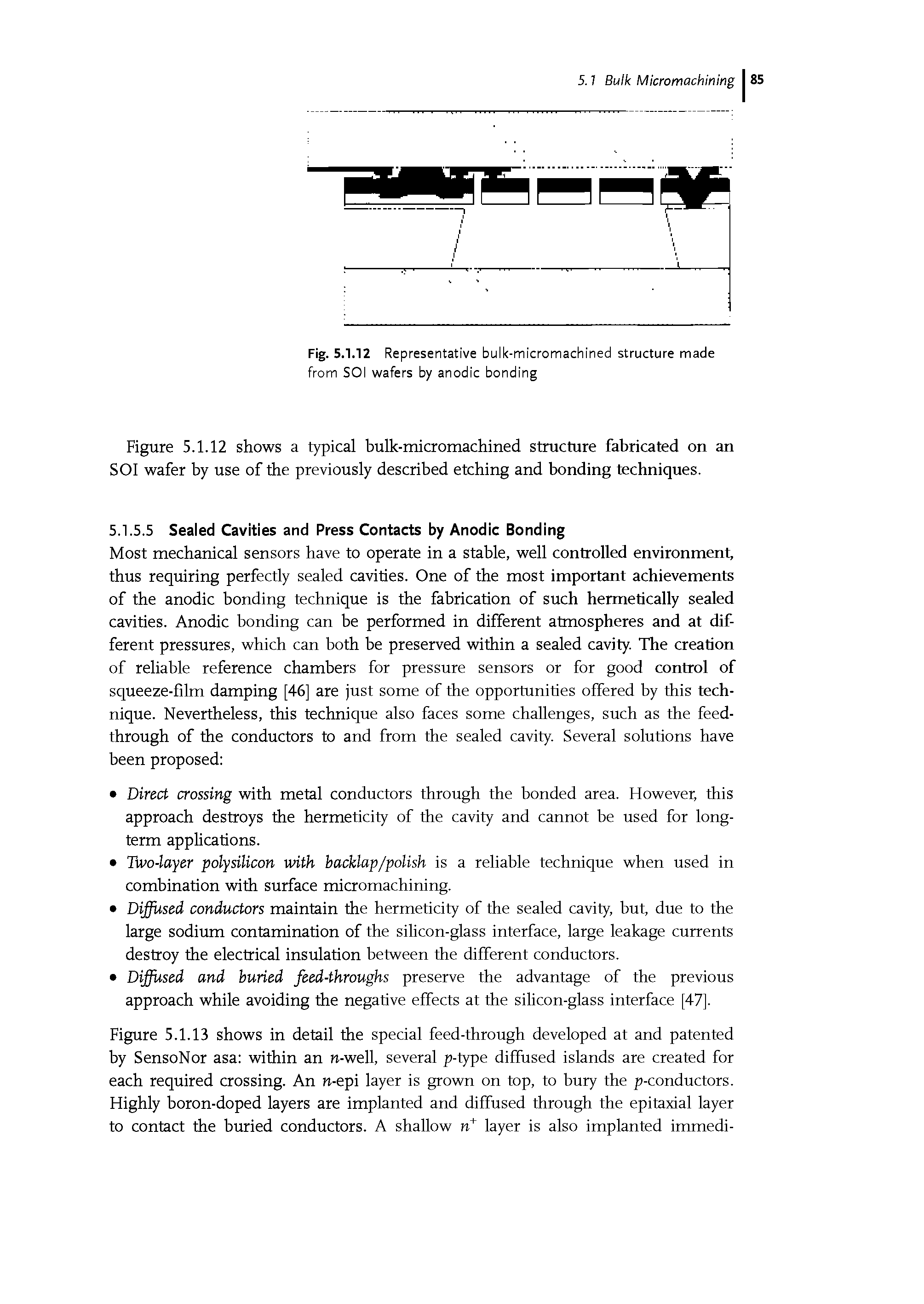 Fig. 5.1.12 Representative bulk-micromachined structure made from SOI wafers by anodic bonding...