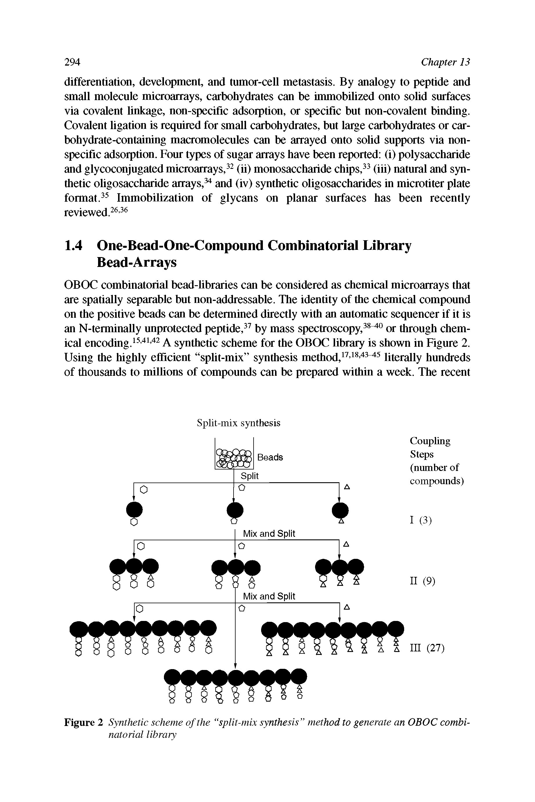 Figure 2 Synthetic scheme of the split-mix synthesis method to generate an OBOC combinatorial library...