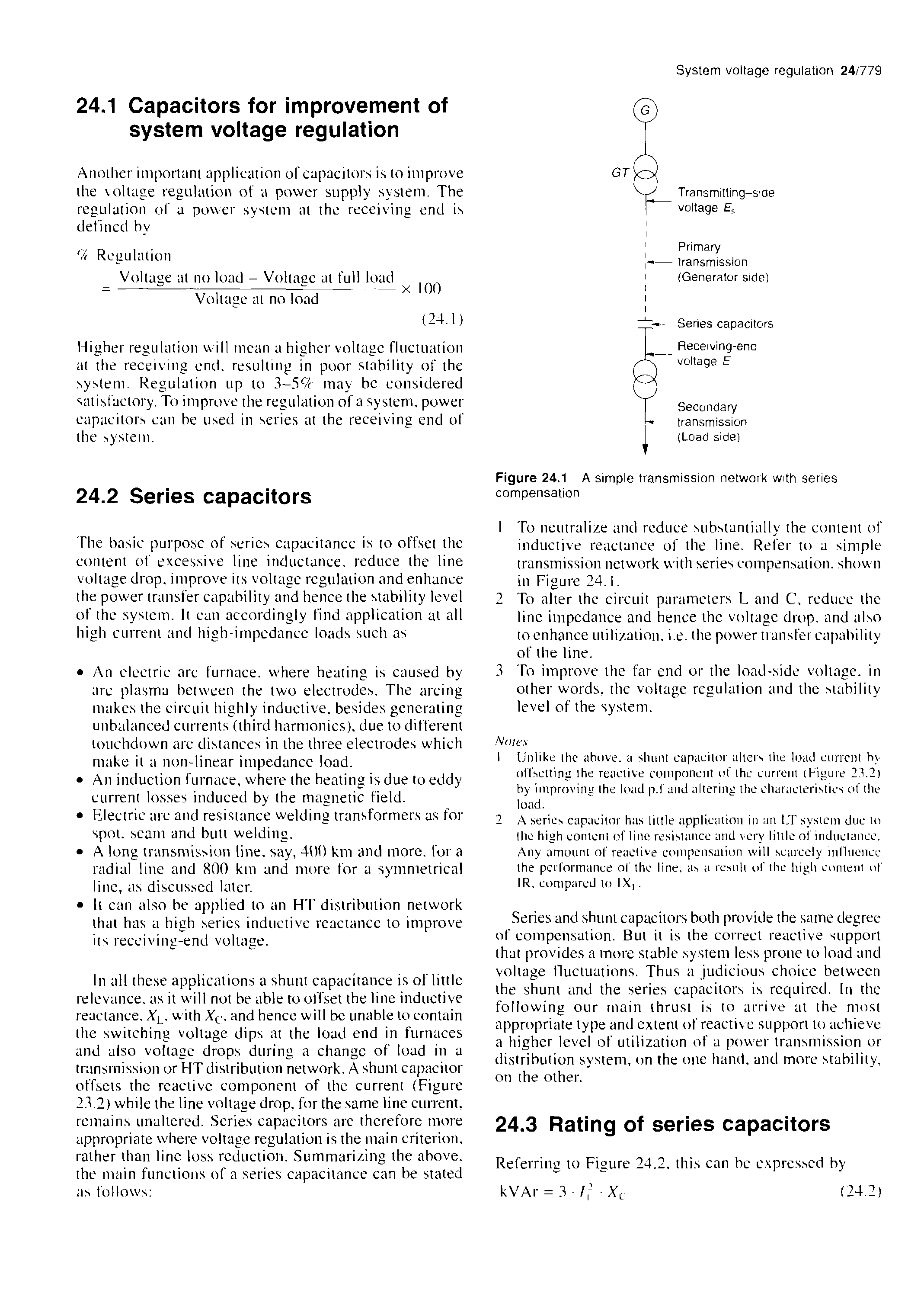 Figure 24,1 A simple transmission network with series compensation...