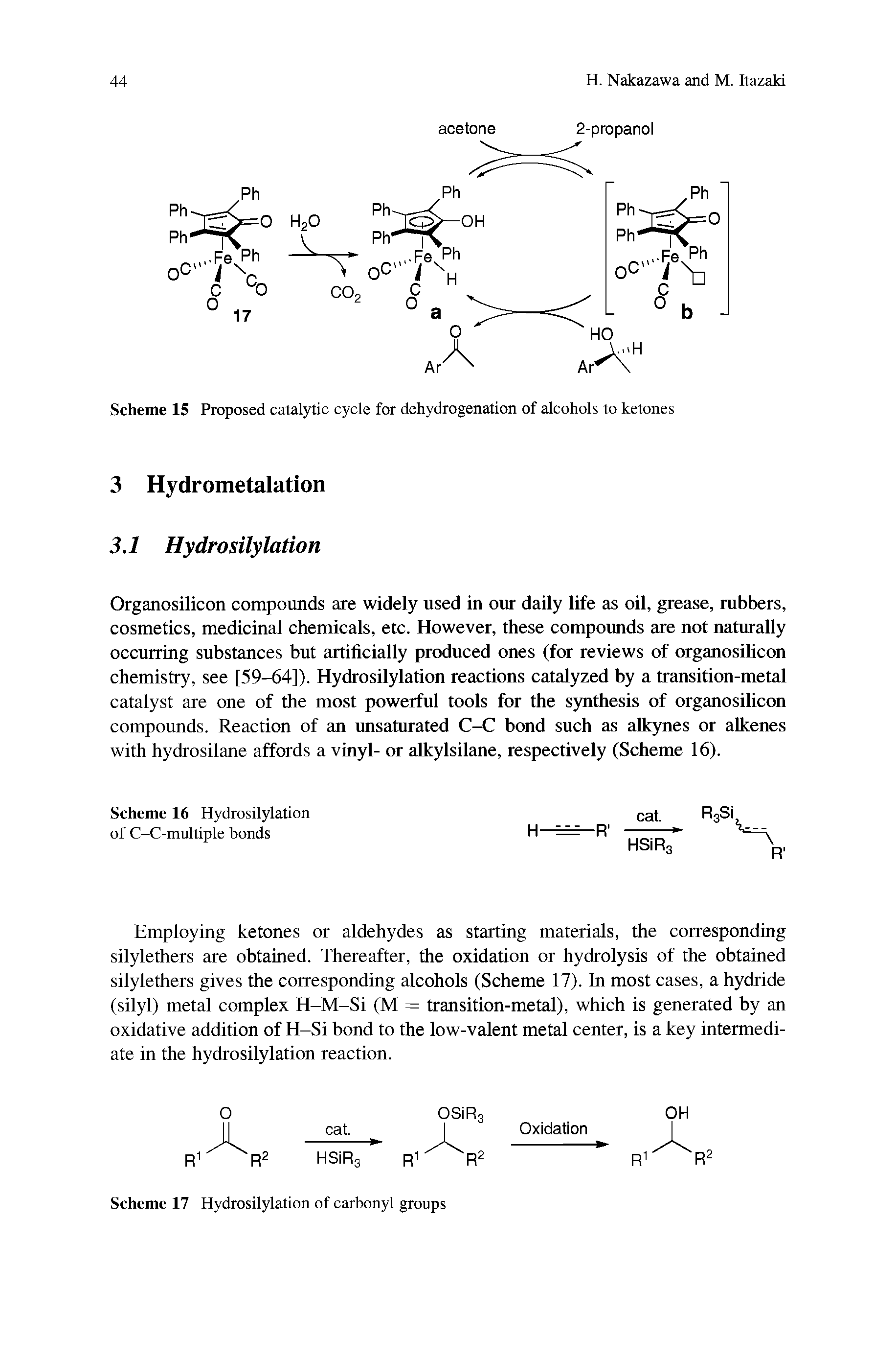 Scheme 15 Proposed catalytic cycle for dehydrogenation of alcohols to ketones...