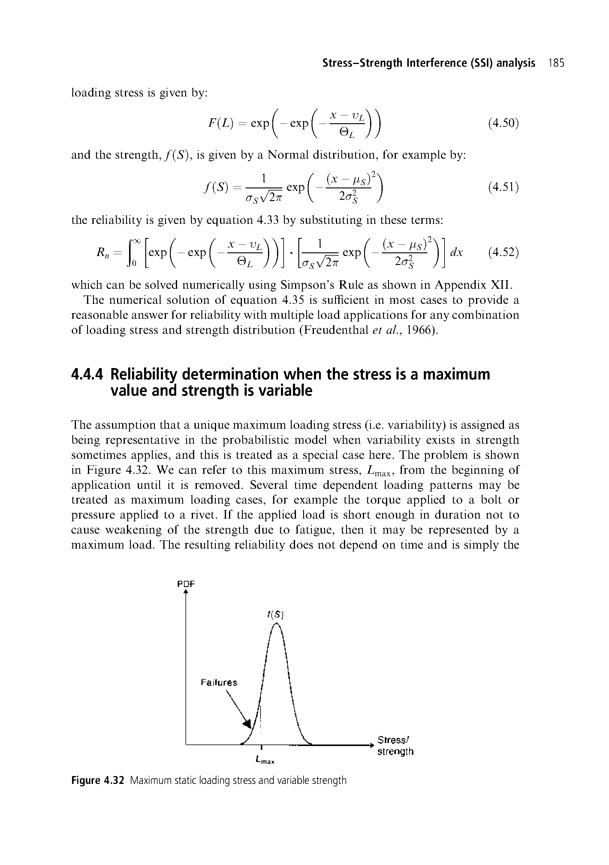 Figure 4.32 Maximum static ioading stress and variabie strength...