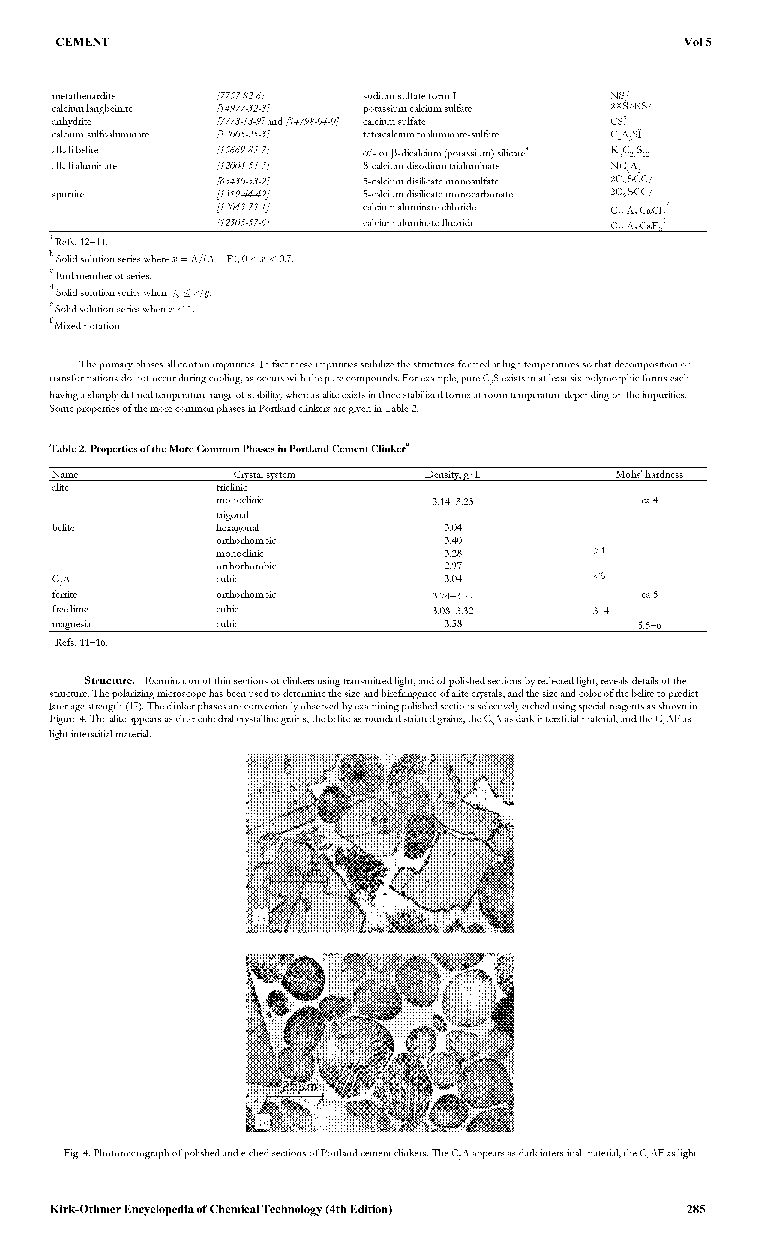 Table 2. Properties of the More Common Phases in Portland Cement Clinker ...