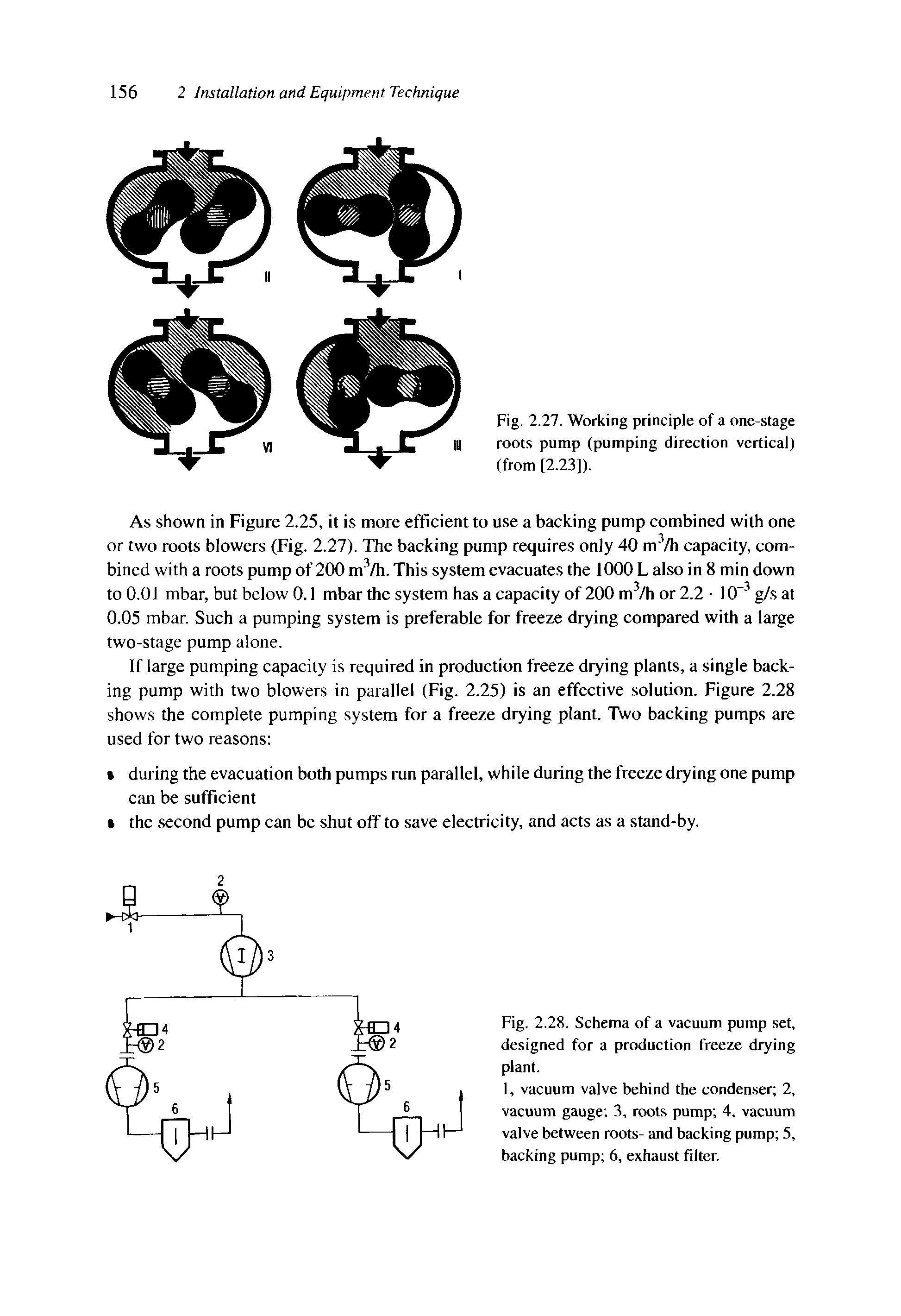 Fig. 2.28. Schema of a vacuum pump set, designed for a production freeze drying plant.