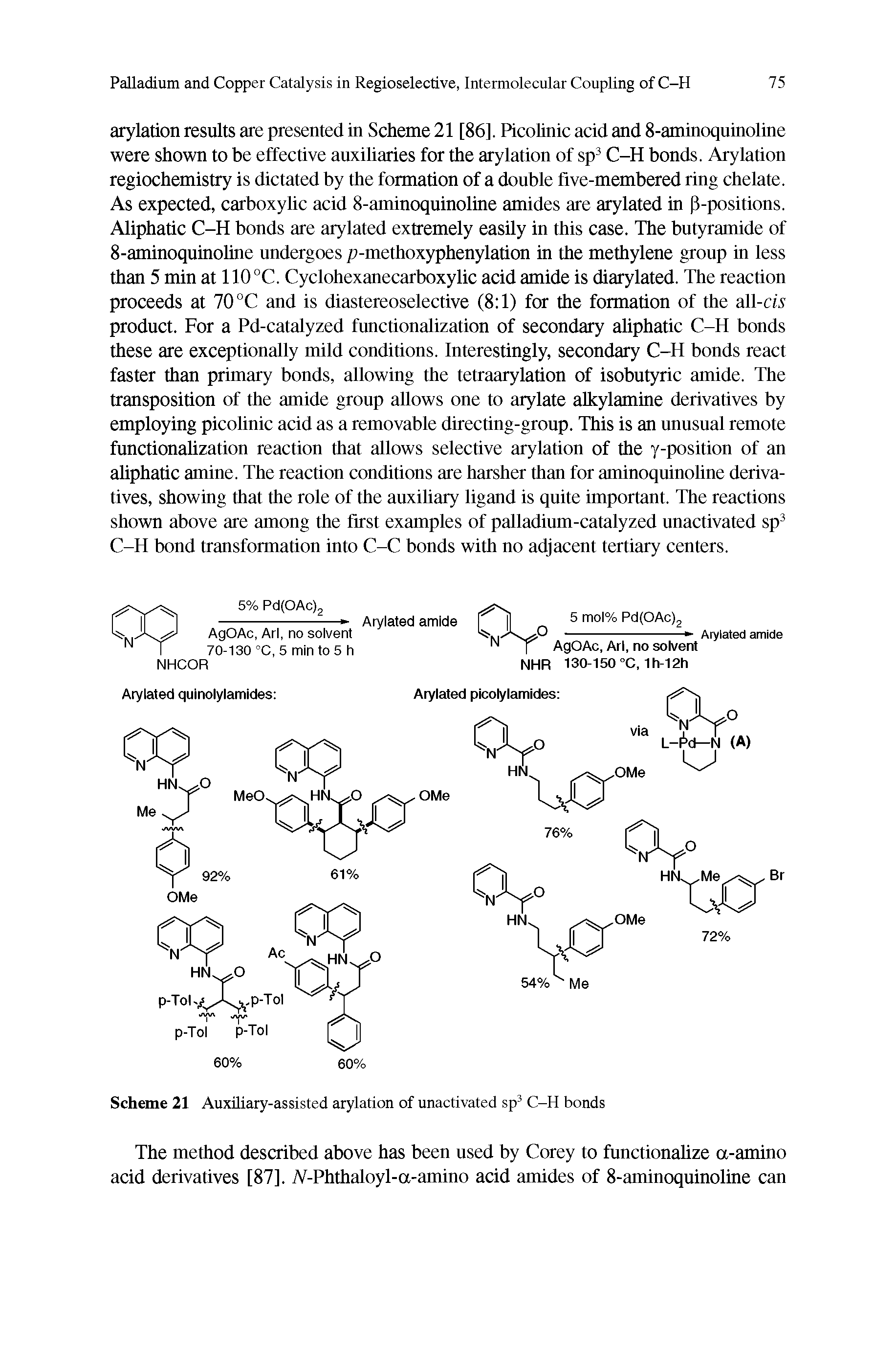 Scheme 21 Auxiliary-assisted arylation of unactivated sp3 C-H bonds...