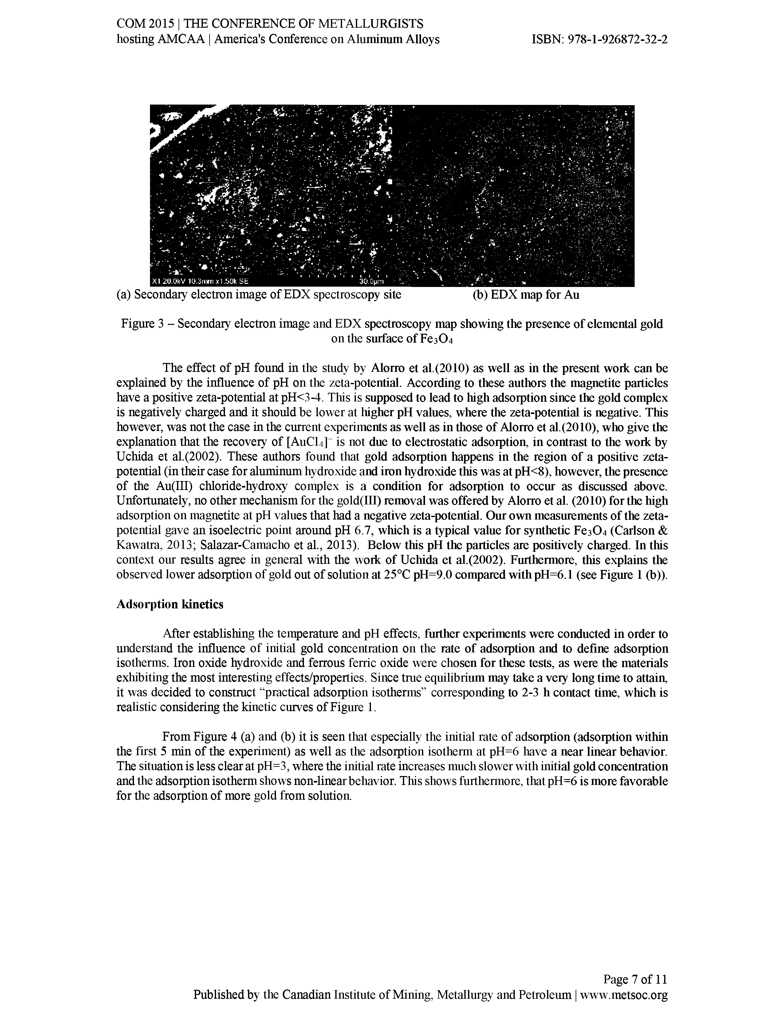 Figure 3 - Secondary electron image and EDX spectroscopy map showing the presence of elemental gold...