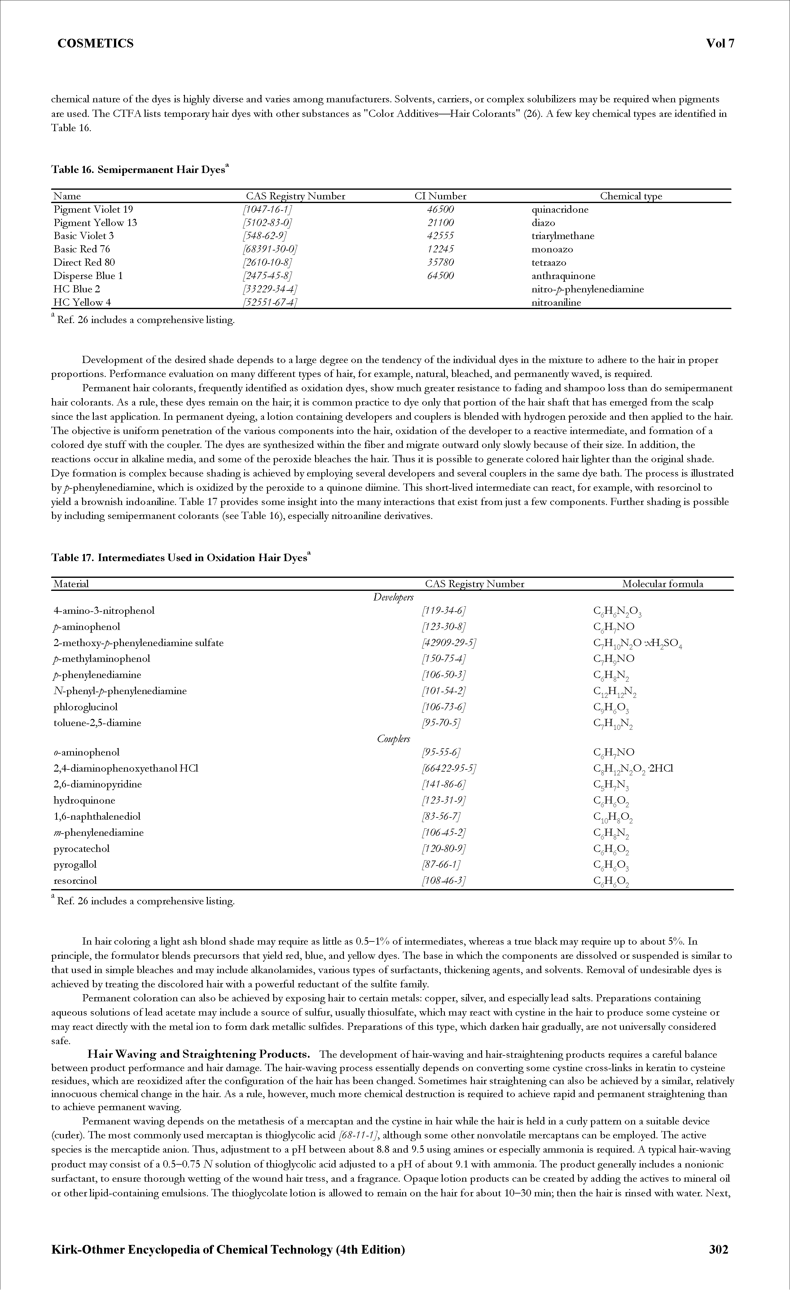 Table 17. Intermediates Used in Oxidation Hair Dyes ...