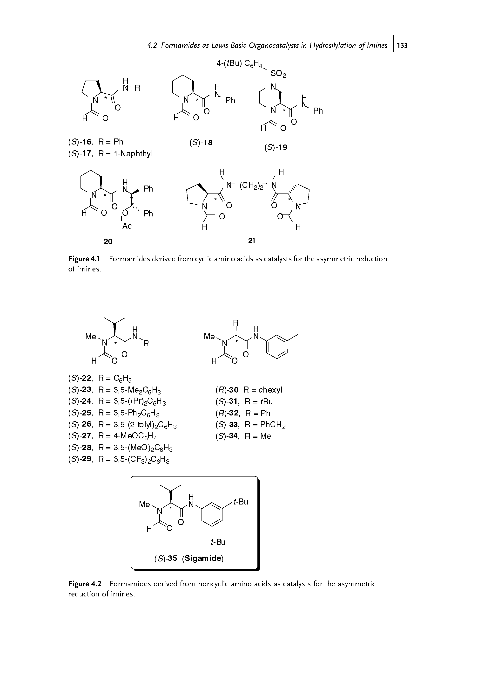 Figure4.1 Formamides derived from cyclic amino acids as catalysts forthe asymmetric reduction of imines.