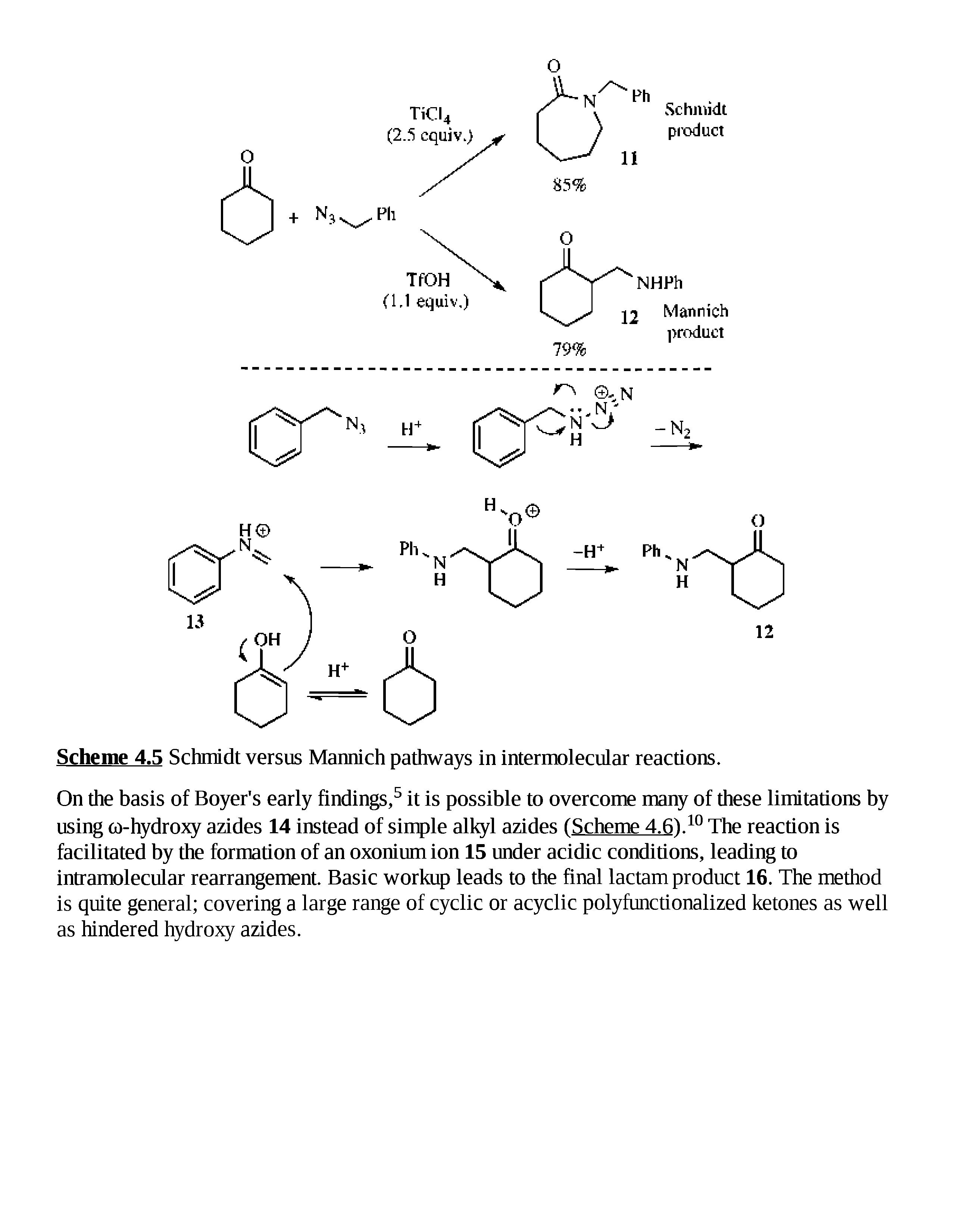 Scheme 4.S Schmidt versus Mannich pathways in intermolecular reactions.