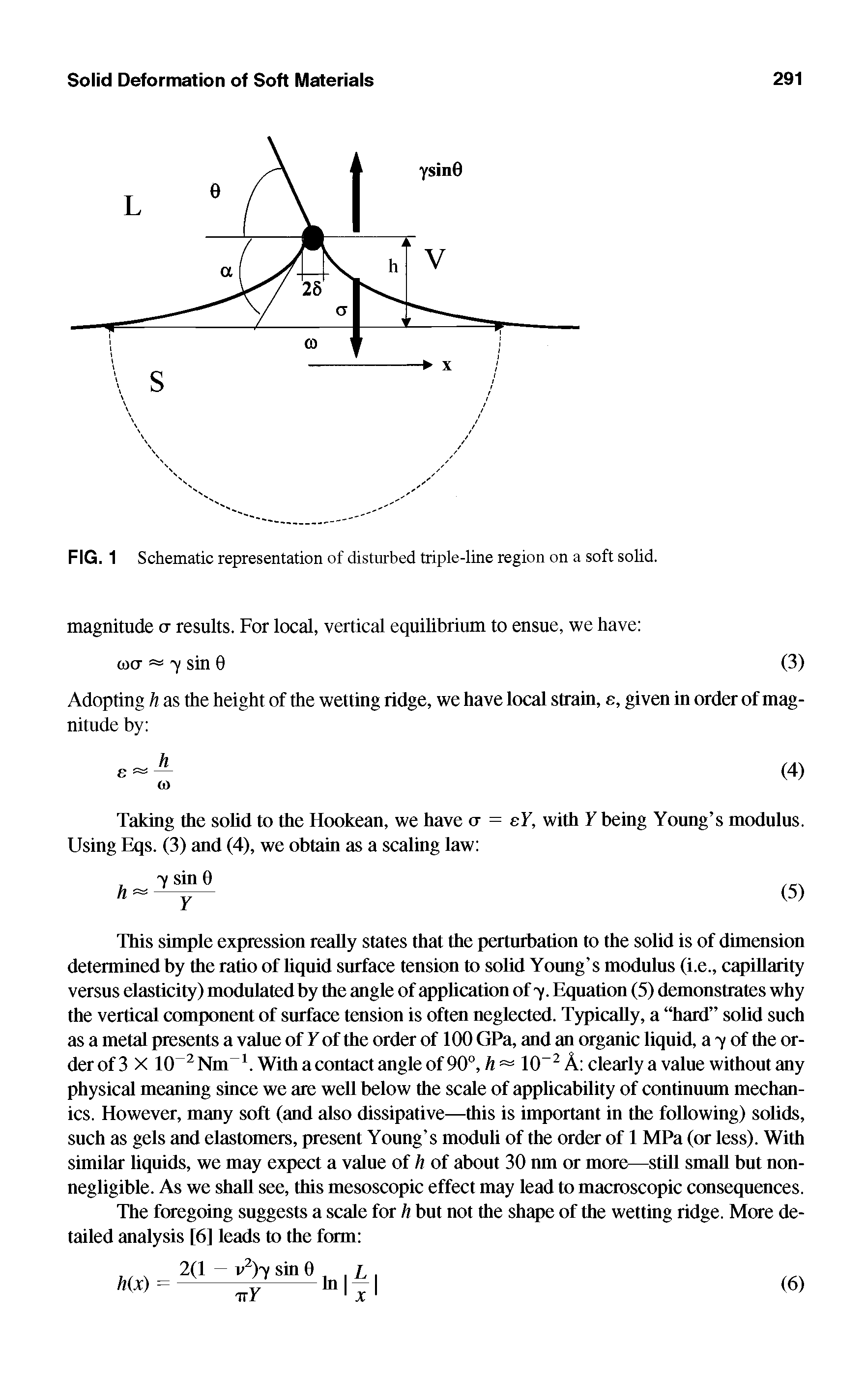 Schematic representation of disturbed triple-line region on a soft solid.